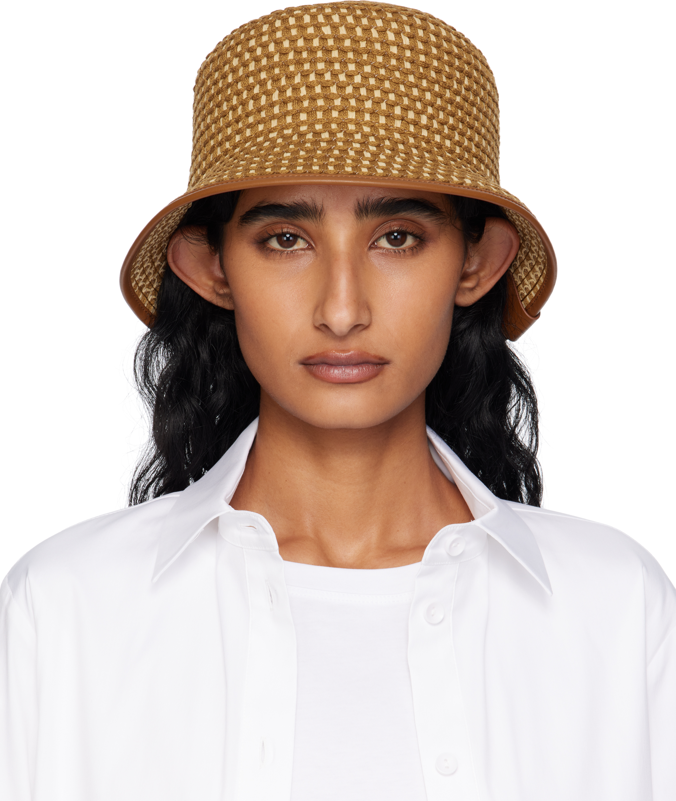 Beige & Brown Bacino Bucket Hat