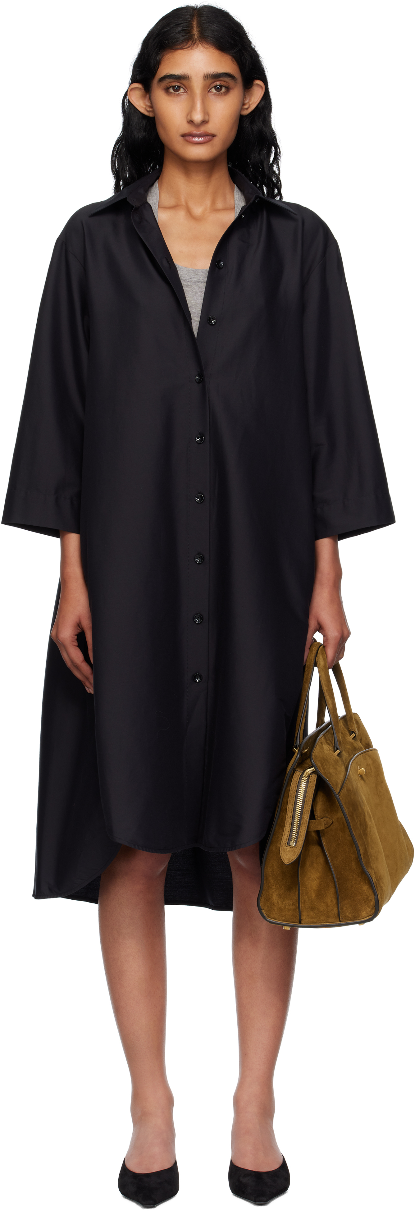 【送料&関税込】Max Mara Sella Dress Max Mara: Black Sella Midi Dress | SSENSE