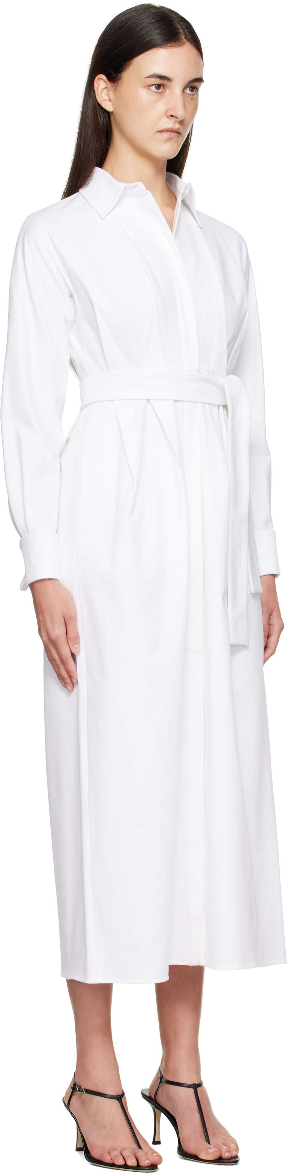 Max Mara Cotton-blend Twill Wrap Dress In White