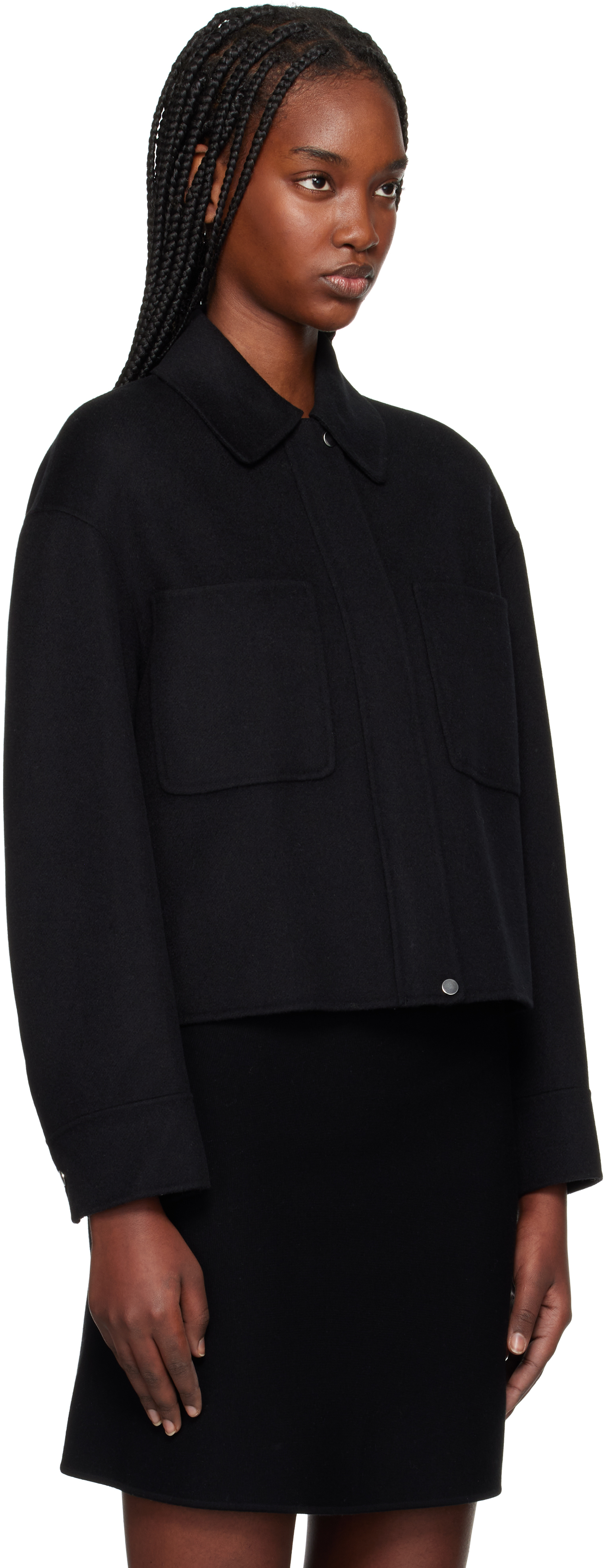 Max Mara Concealed-fastening Jacket In 007 Black