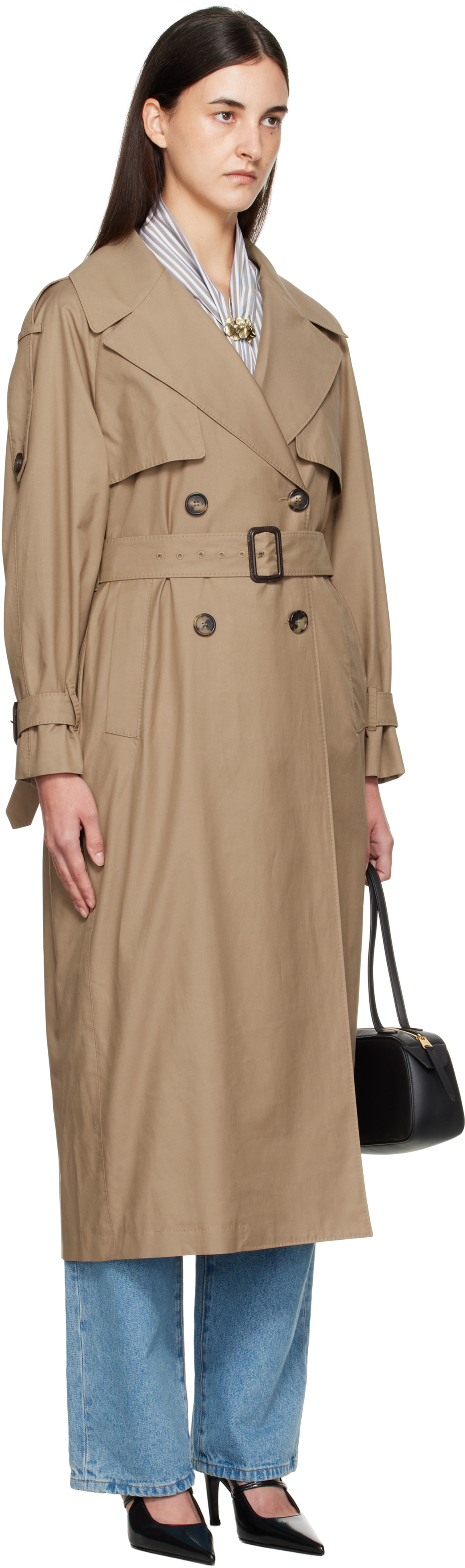 Max Mara Tan Otello Trench Coat In Multi