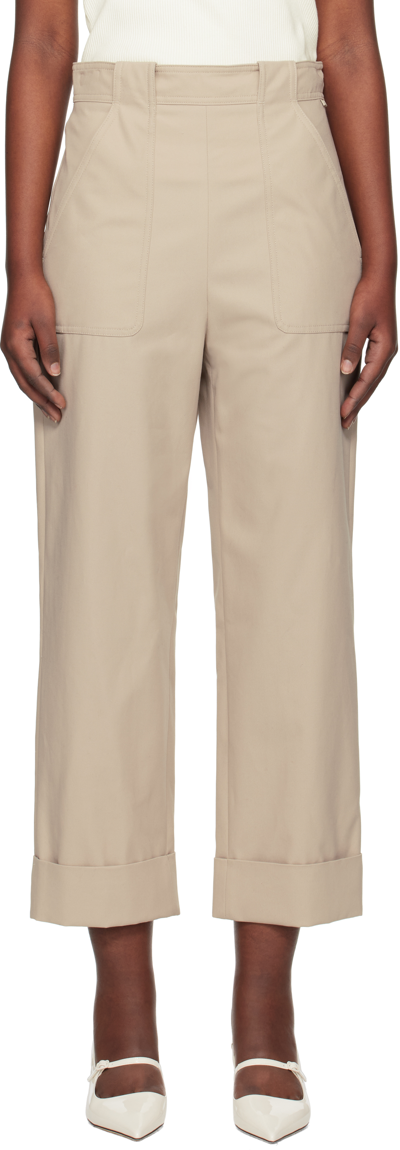 Taupe Palio Trousers by Max Mara on Sale