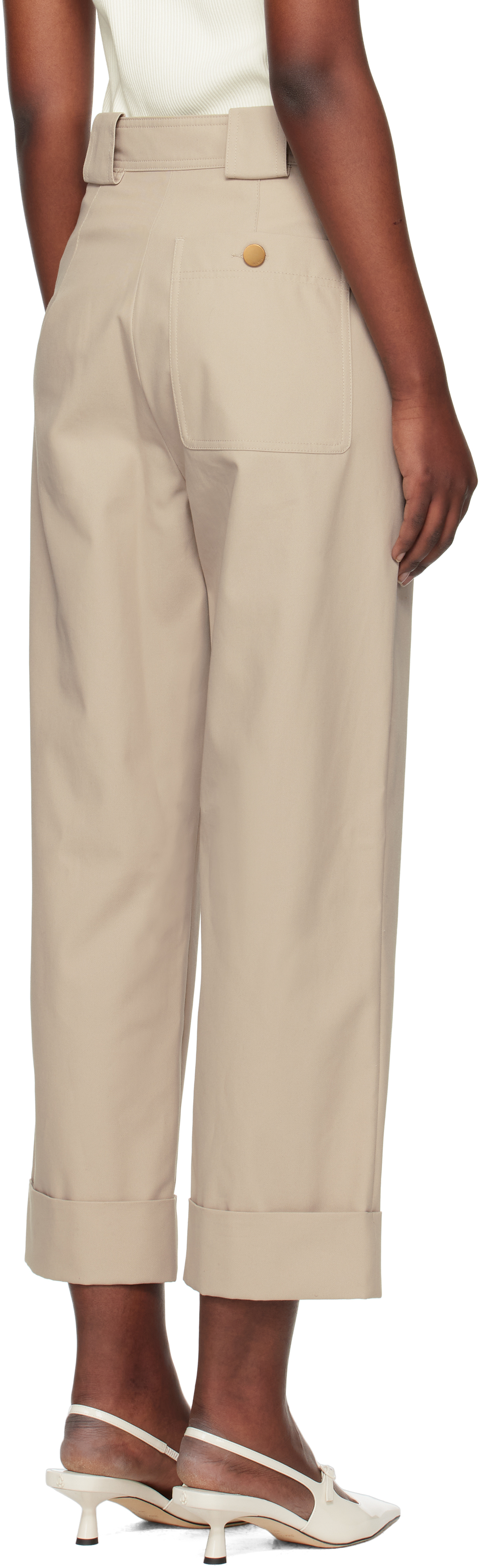 Max Mara Taupe Palio Trousers In 002 Sand