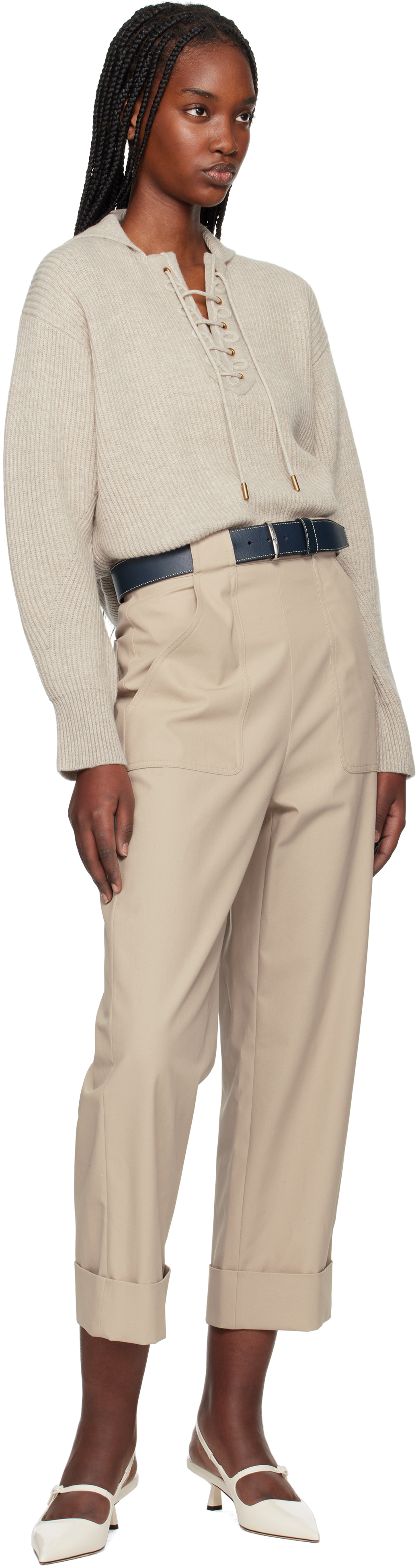 Max Mara Taupe Palio Trousers In 002 Sand