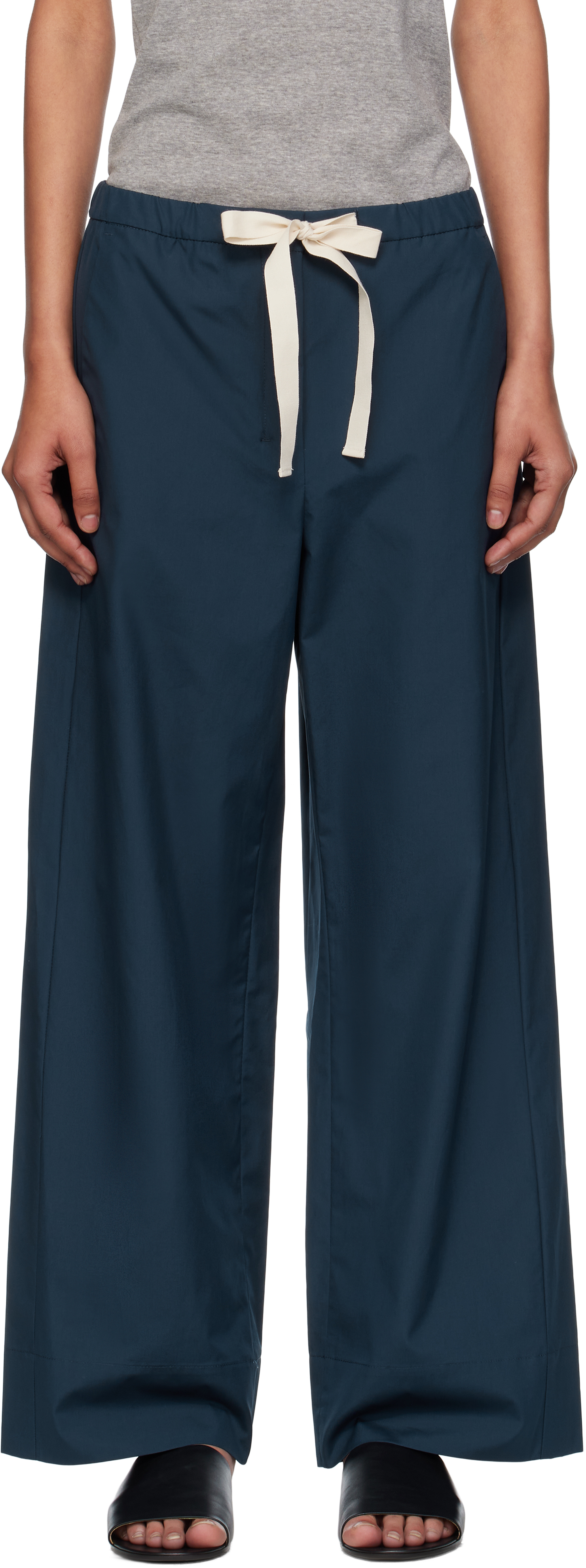 【関税込み】Max Mara ネイビー Argento トラウザーズ Max Mara: ネイビー Argento トラウザーズ | SSENSE 日本