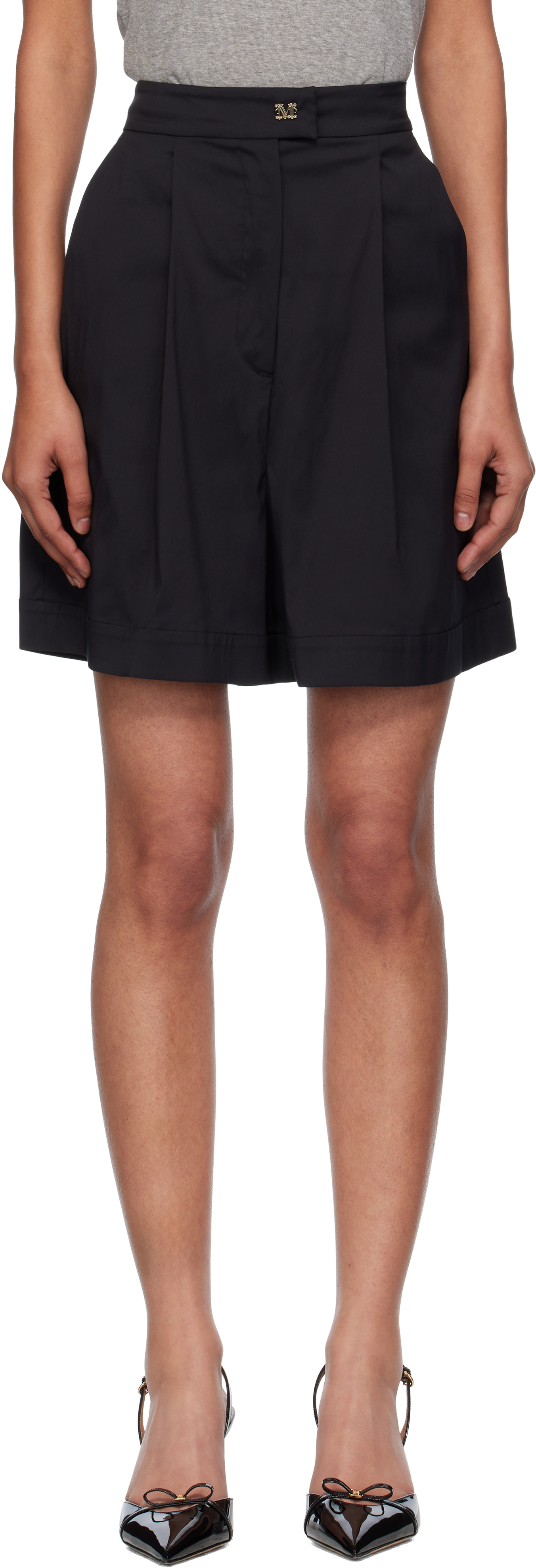 【関税込み】Max Mara ブラック Sultano Trouser ショートパンツ Max Mara: ブラック Sultano Trouser ショートパンツ | SSENSE 日本