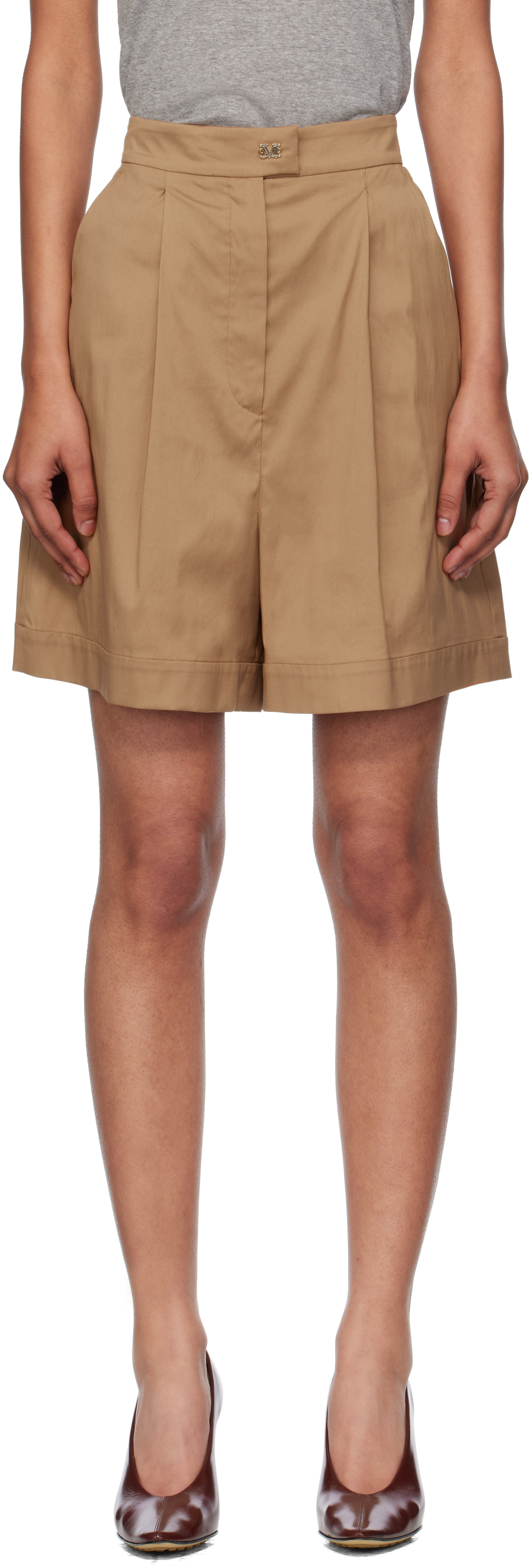 Beige Sultano Trouser Shorts