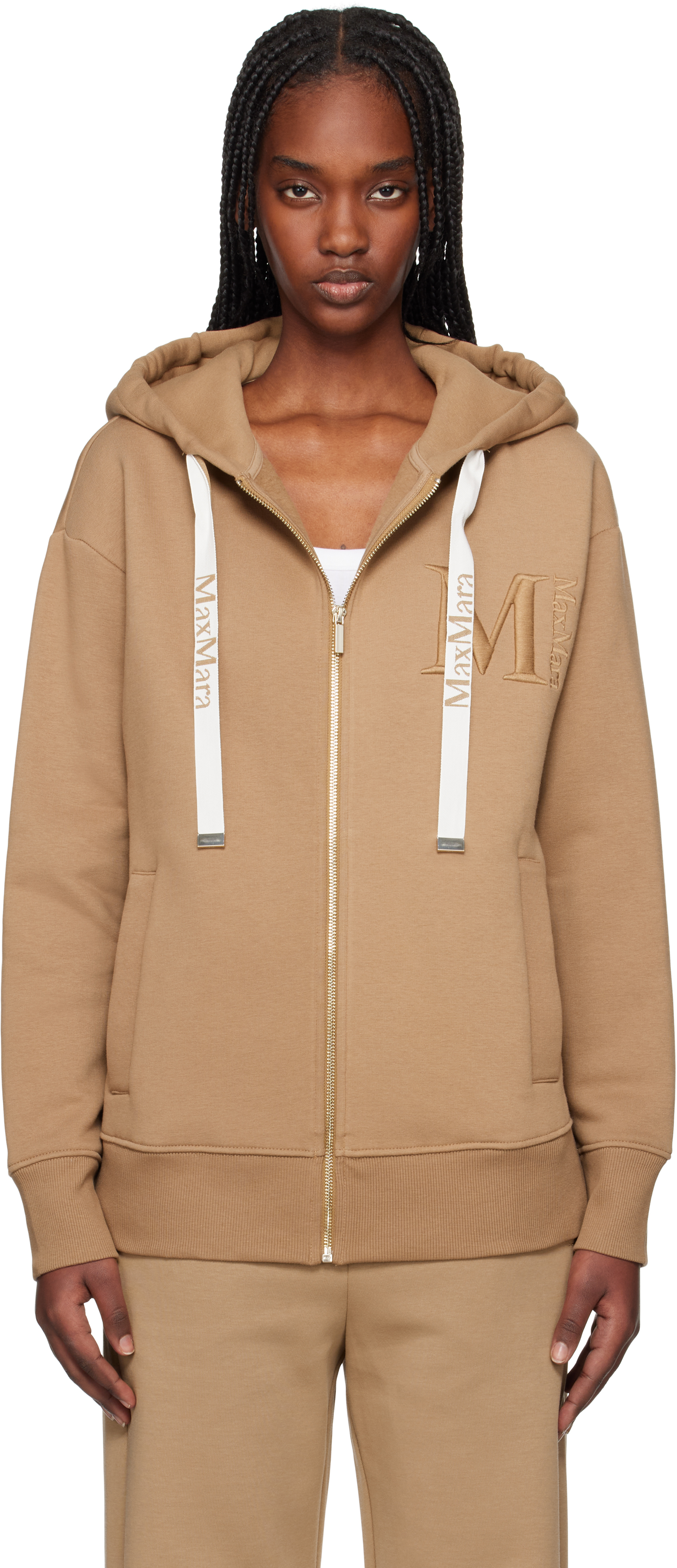Max Mara Tan Pecos Hoodie In 003 Camel