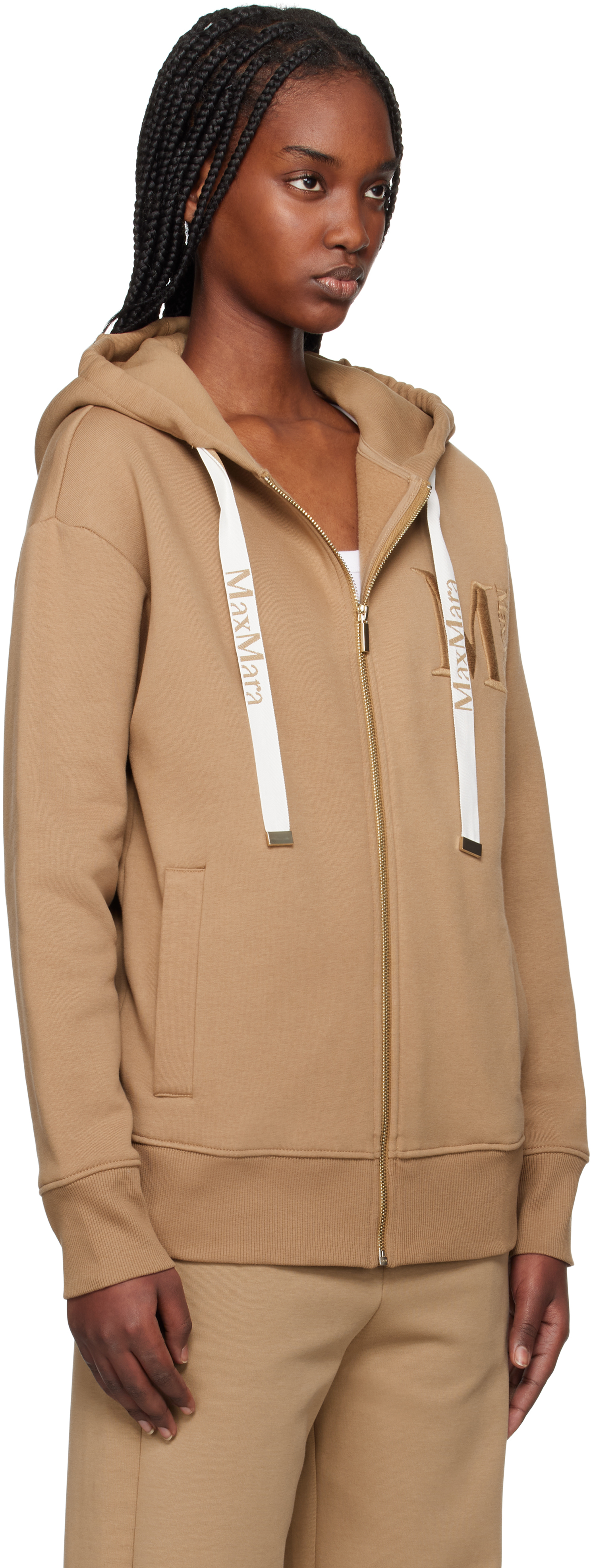 Max Mara Tan Pecos Hoodie In 003 Camel