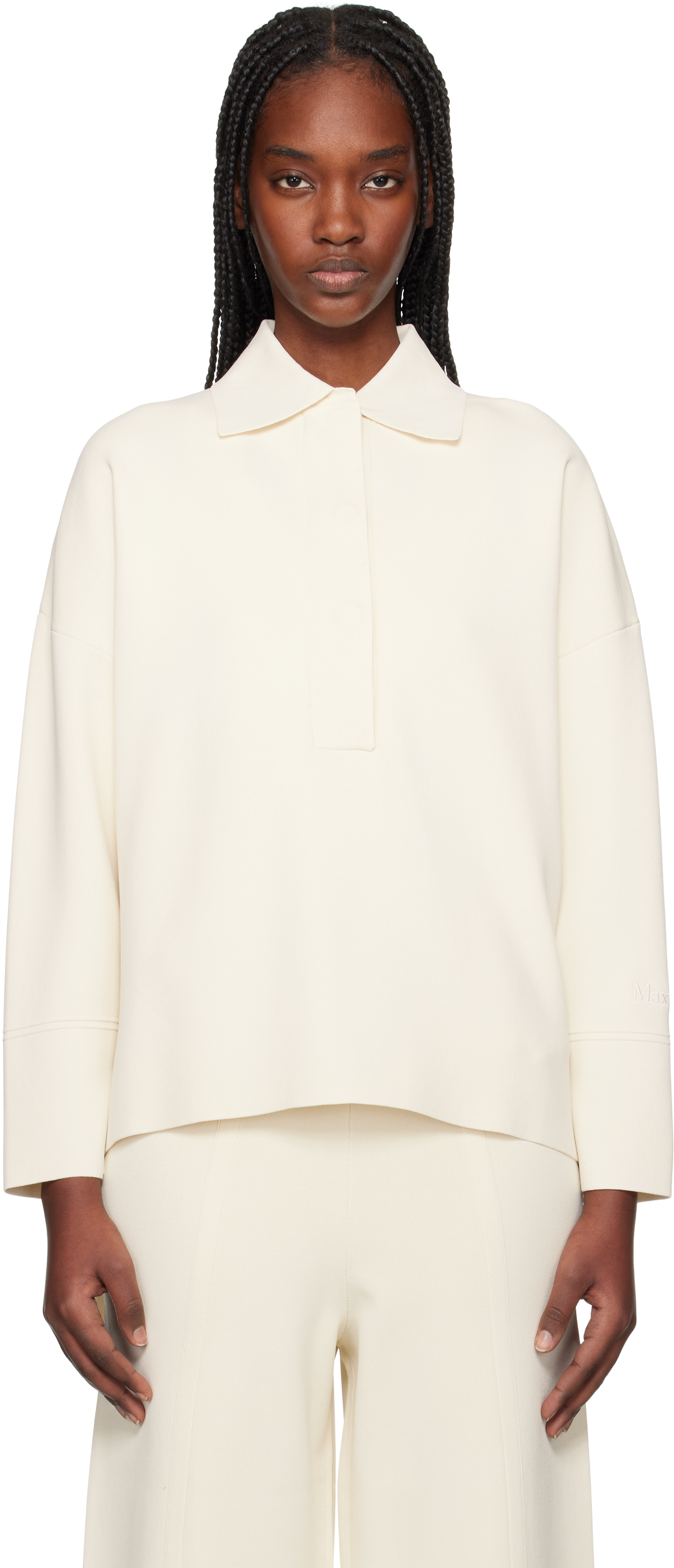 Max Mara Off-white Vand Polo In 001 Silk