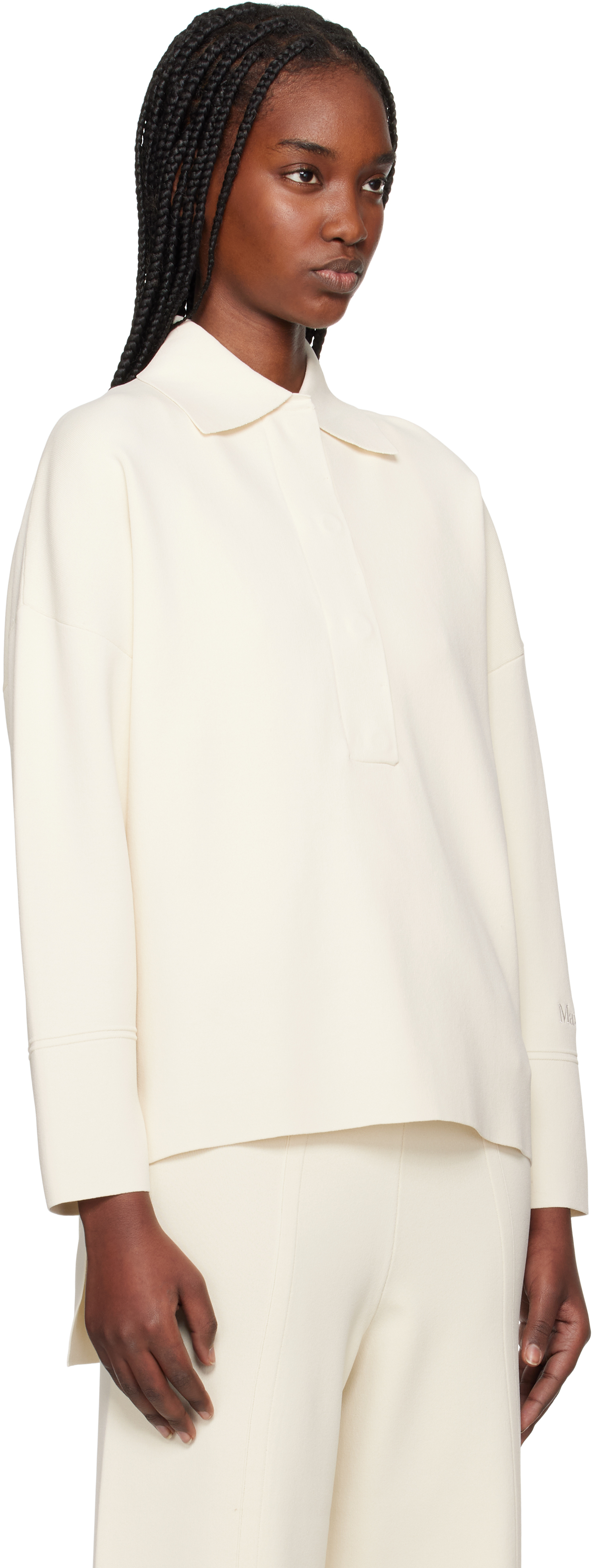 Max Mara Off-white Vand Polo In 001 Silk