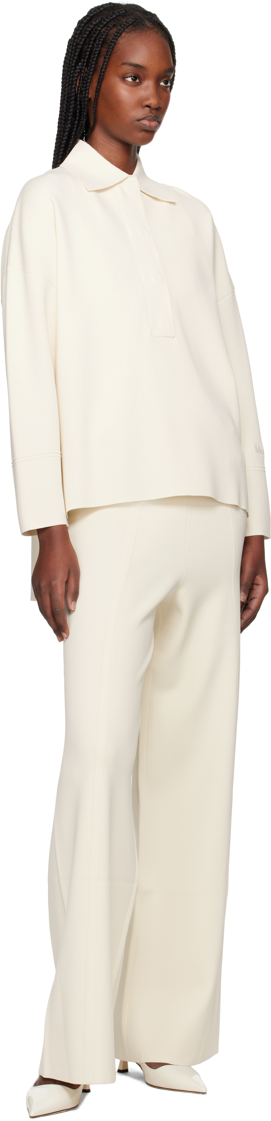 Max Mara Off-white Vand Polo In 001 Silk