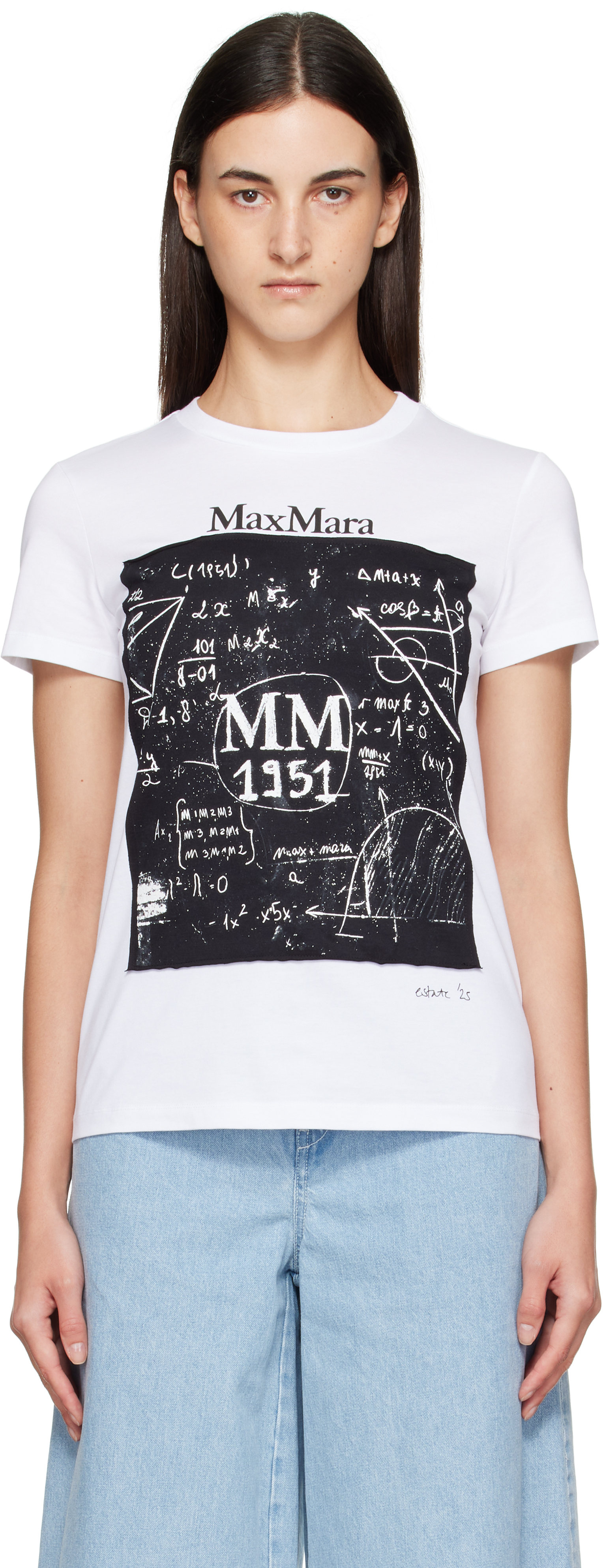 Tシャツ・カットソー Max Mara WHITE COTTON COLIBRI T-SHIRT Max Mara: White Colibri T-shirt | SSENSE 日本