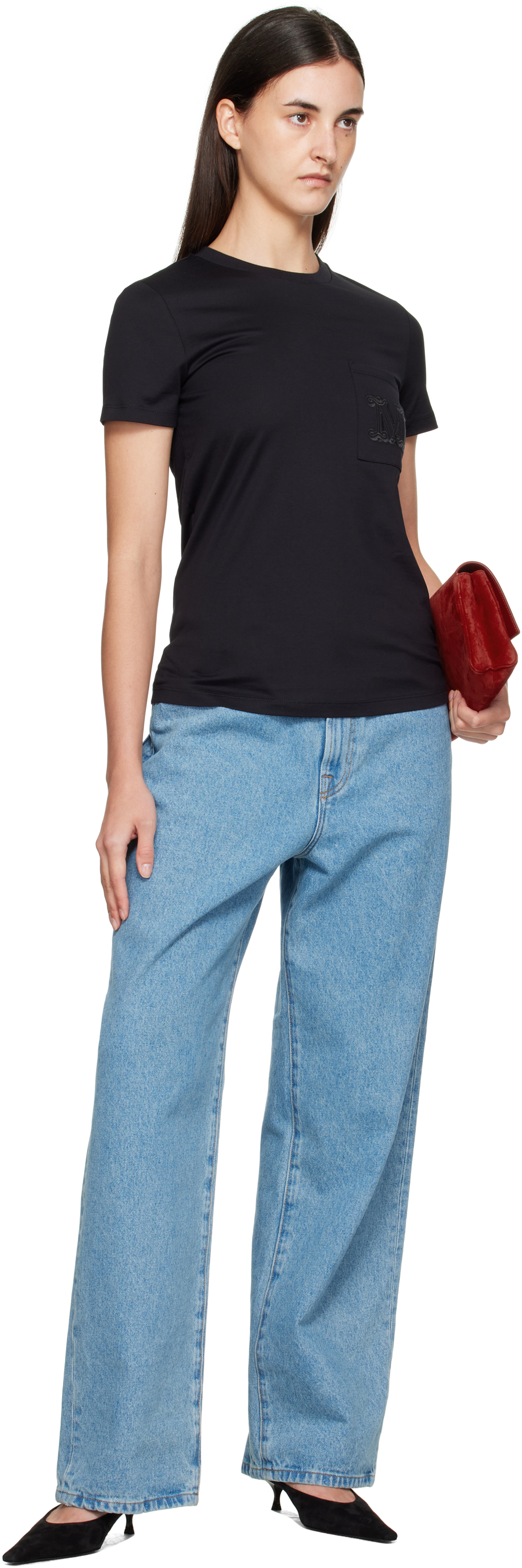 Max Mara Papaia Logo Embroidered T-shirt In Multi