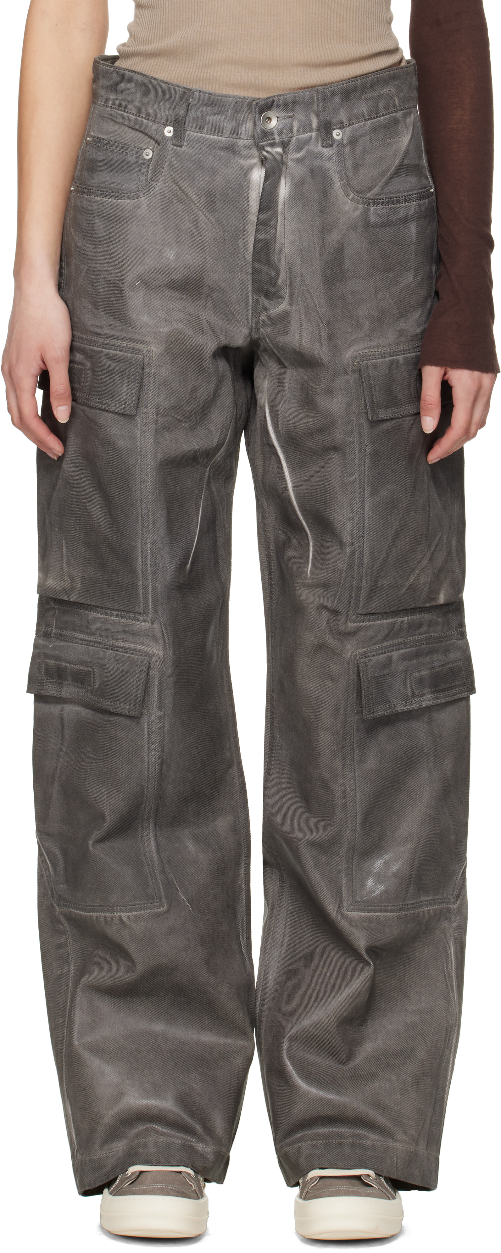 Shop Rick Owens Drkshdw Gray Hollywood Double Cargo Jeans In 78 Drkdust