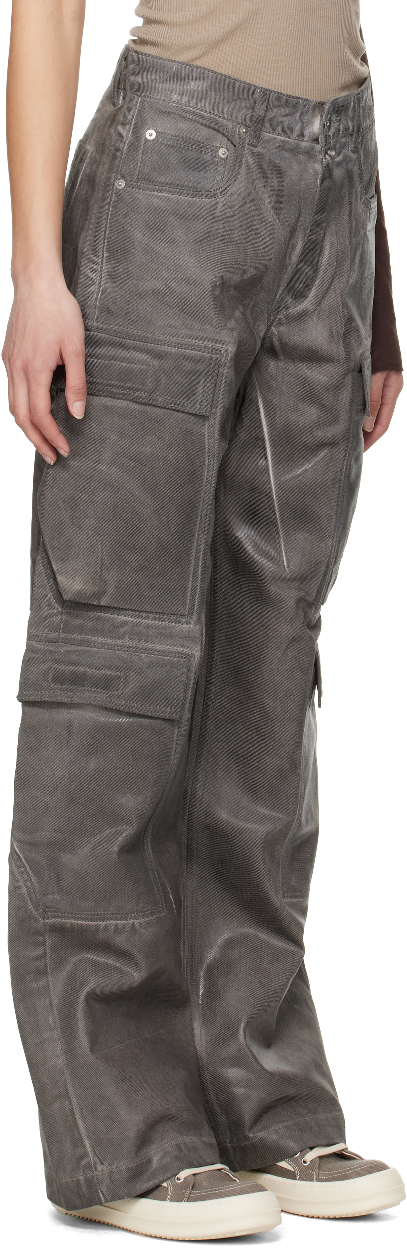 Shop Rick Owens Drkshdw Gray Hollywood Double Cargo Jeans In 78 Drkdust