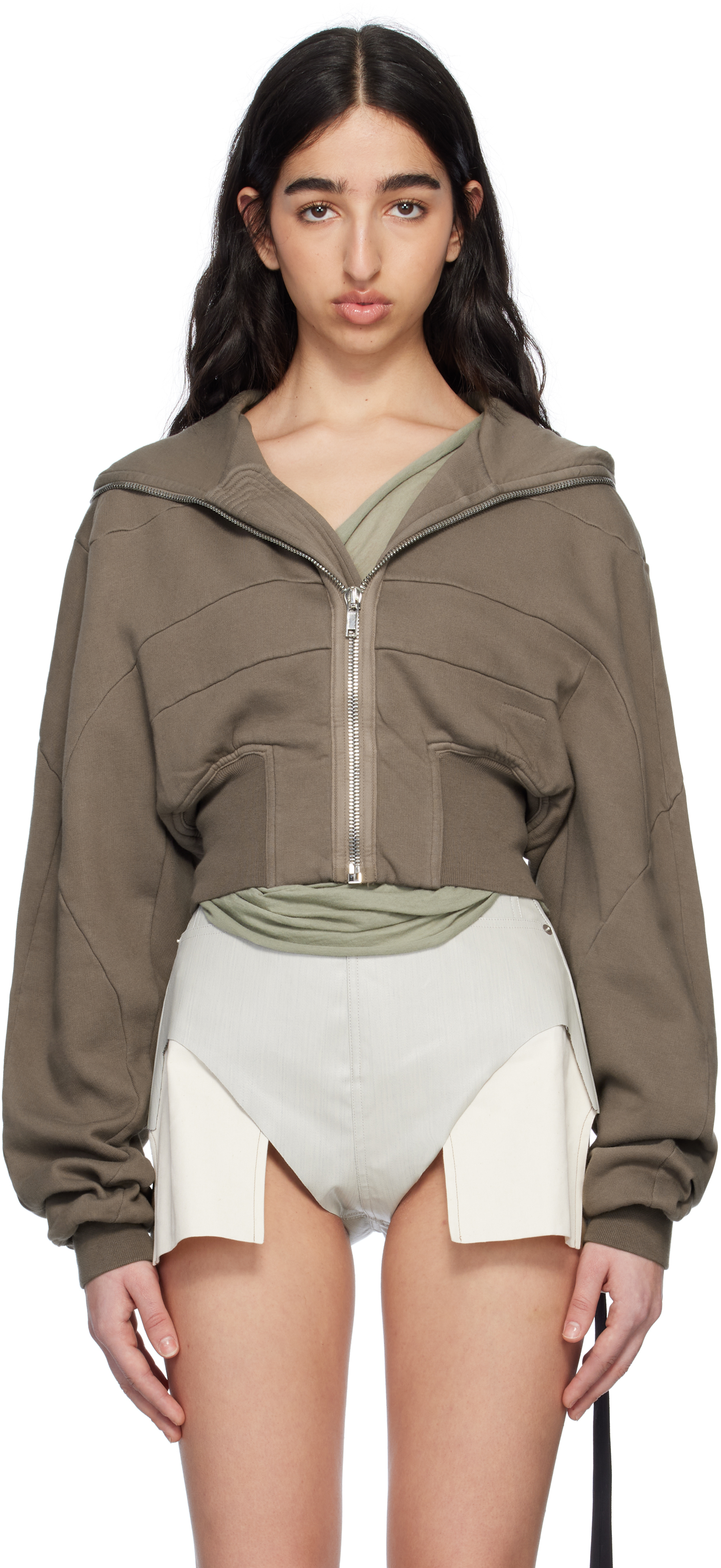【関税込み】Rick Owens グレー Hollywood ジップフーディ Rick Owensのグレー Hollywood Windbreaker フーディがセール中