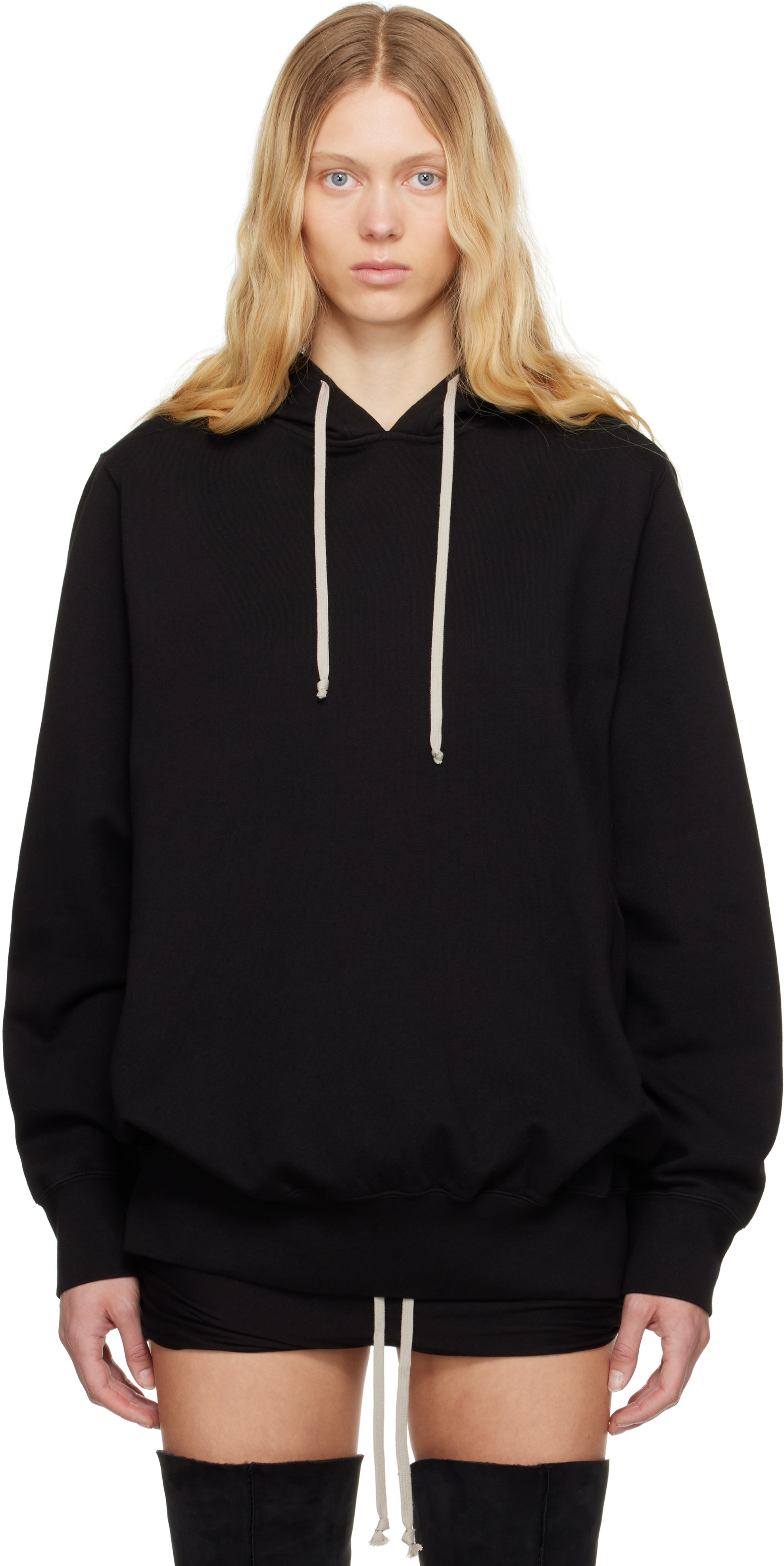 Black Hollywood Oversized Hoodie by Rick Owens DRKSHDW on Sale