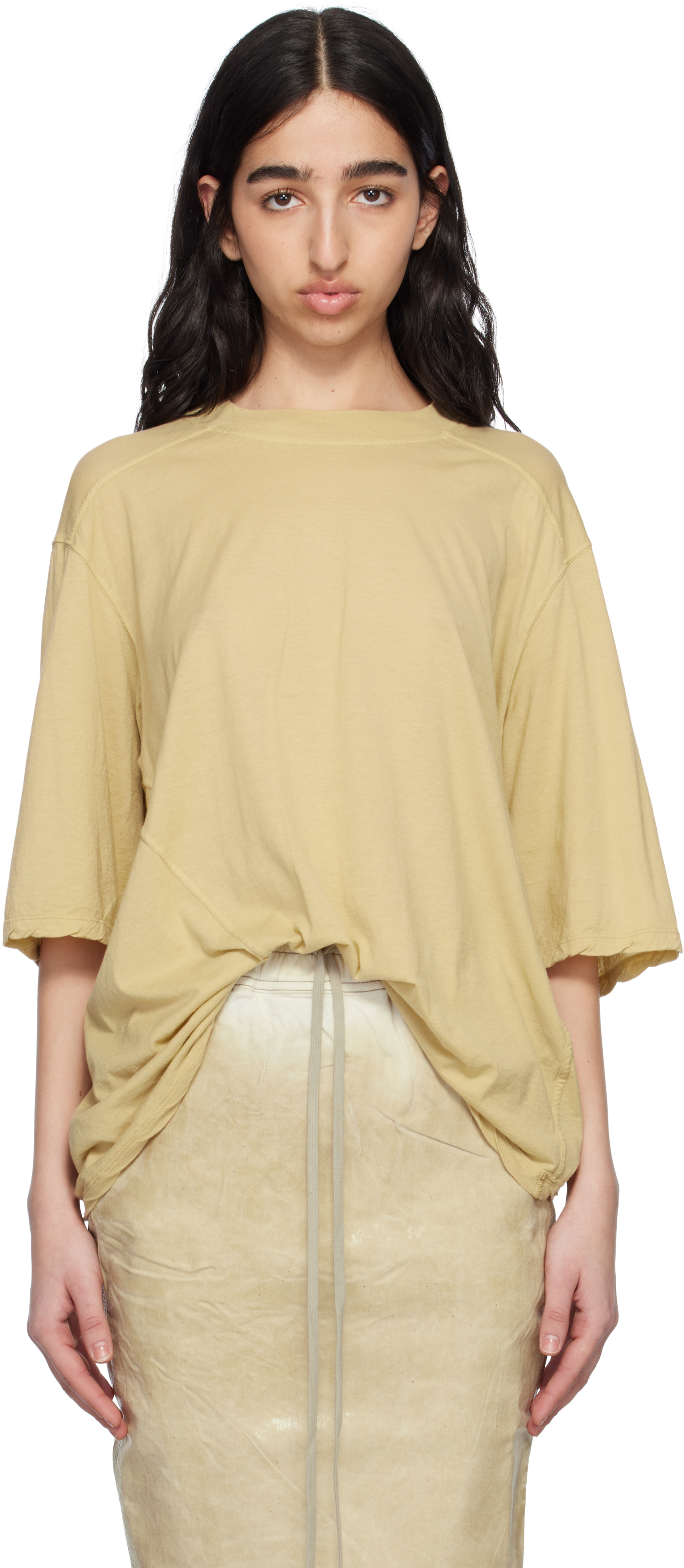 Rick Owens DRKSHDW: Beige Hollywood Walrus T-shirt | SSENSE