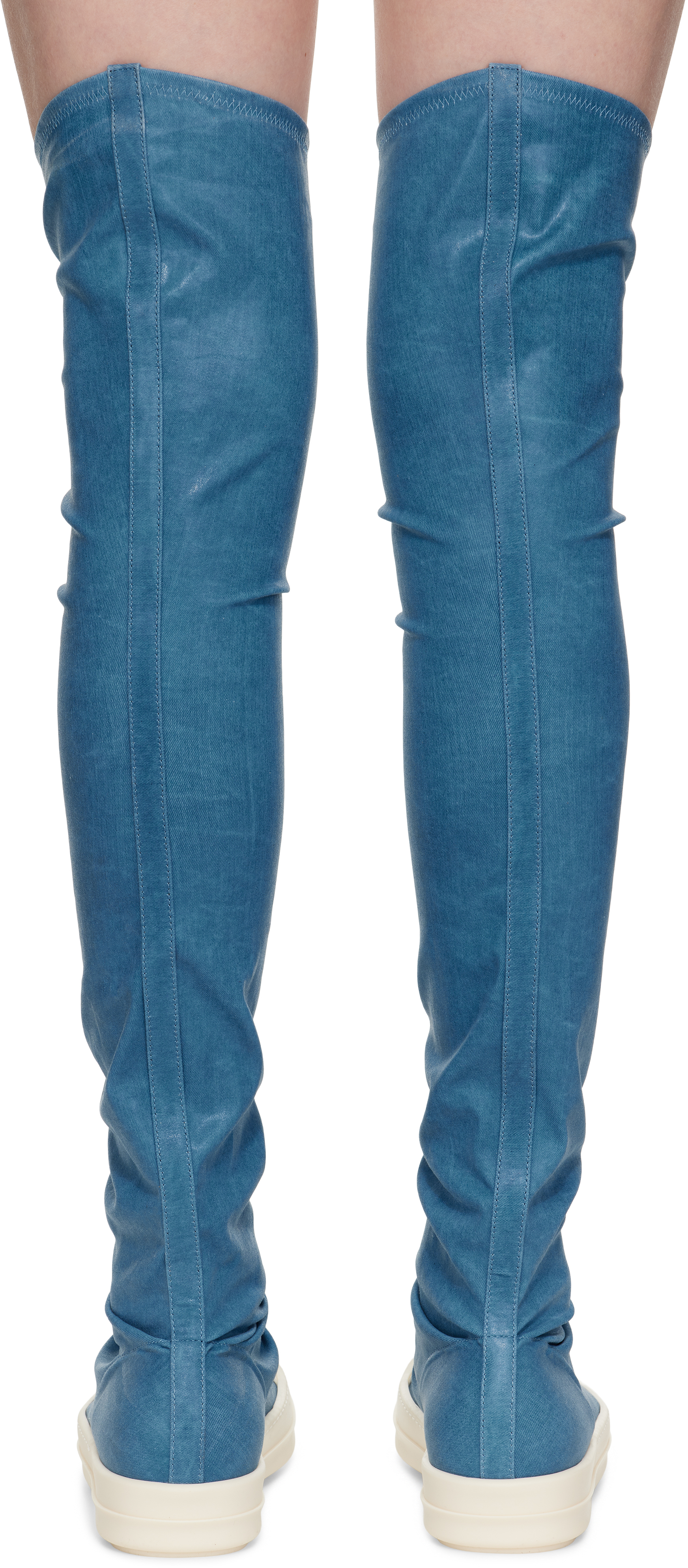 Rick Owens Drkshdw Blue Hollywood High Sock Sneaks Tall Boots