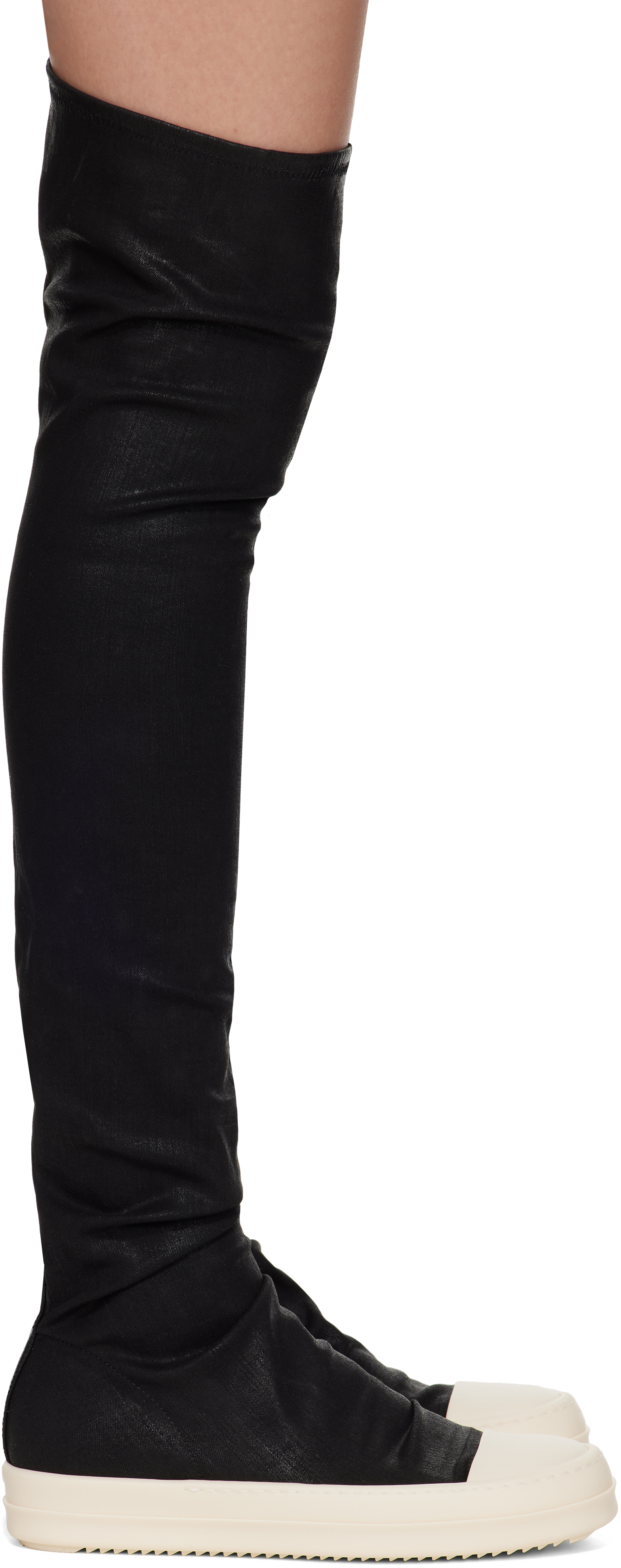 Rick Owens Drkshdw Black Hollywood High-sock Sneaks Tall Boots In Black