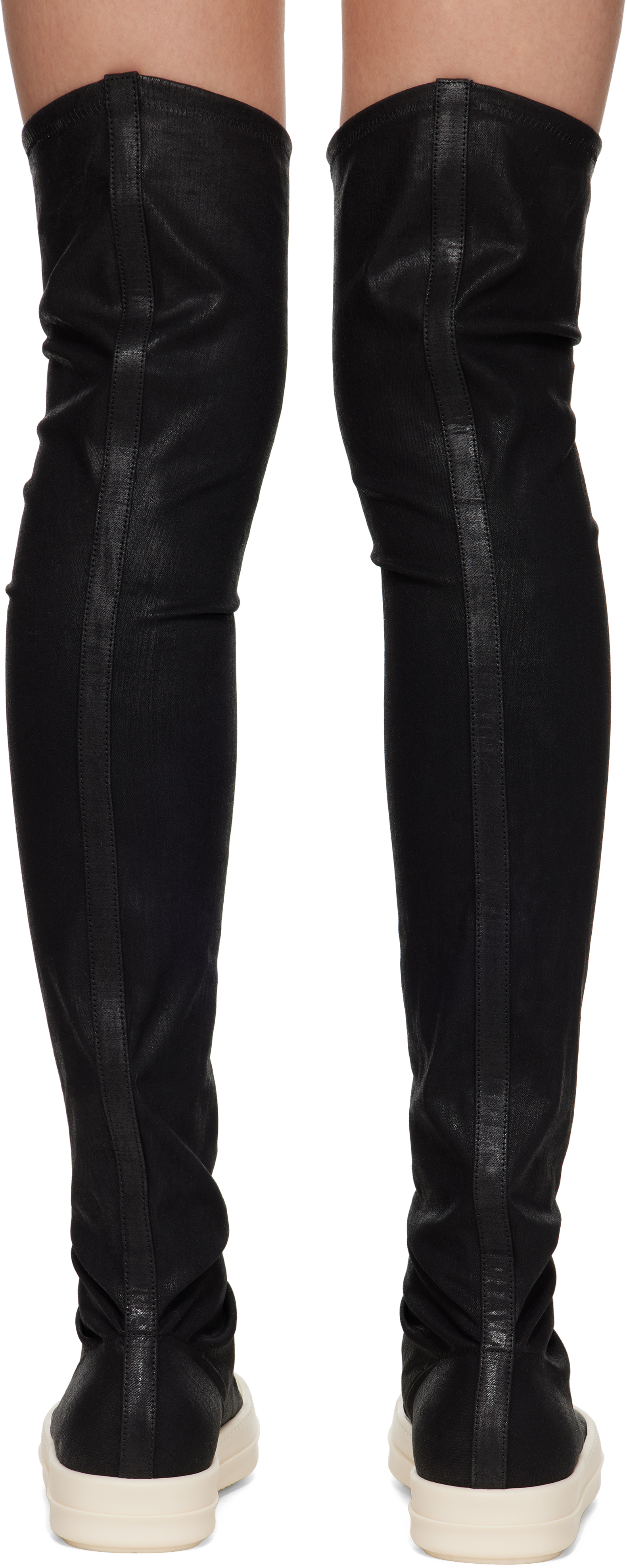Rick Owens Drkshdw Black Hollywood High-sock Sneaks Tall Boots In Black