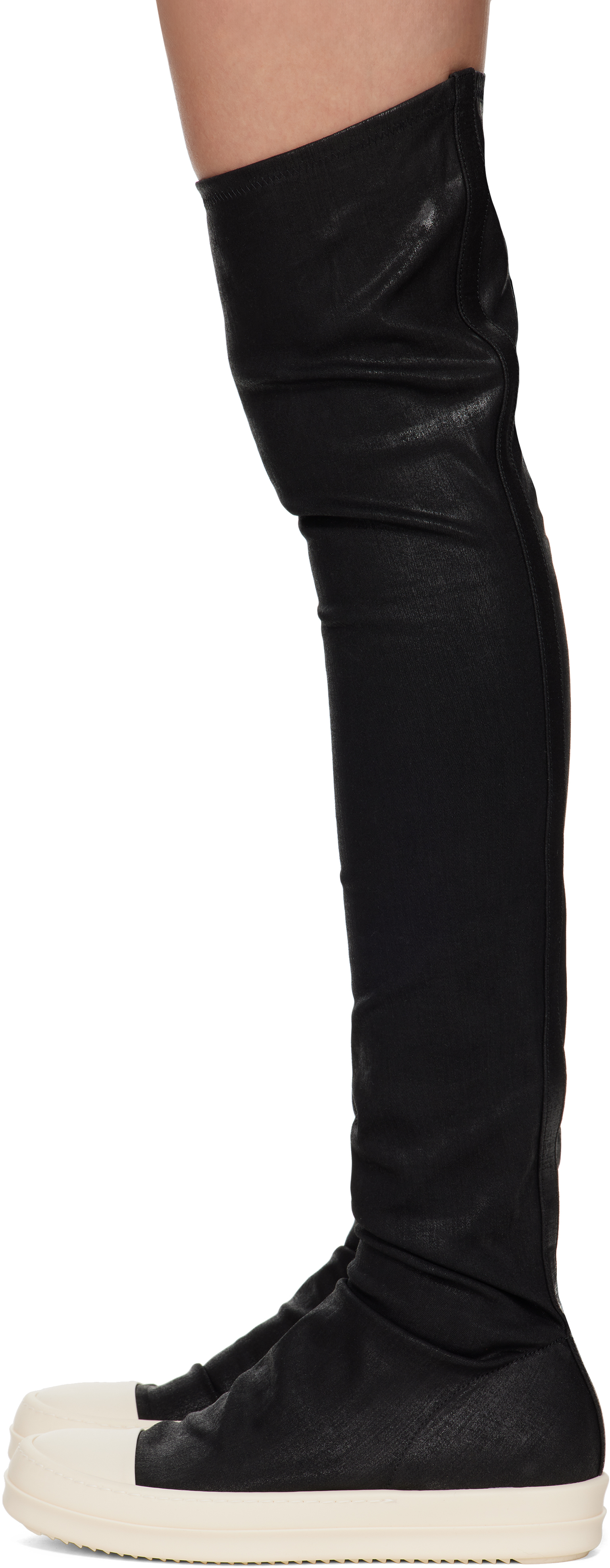 Rick Owens Drkshdw Black Hollywood High-sock Sneaks Tall Boots In Black