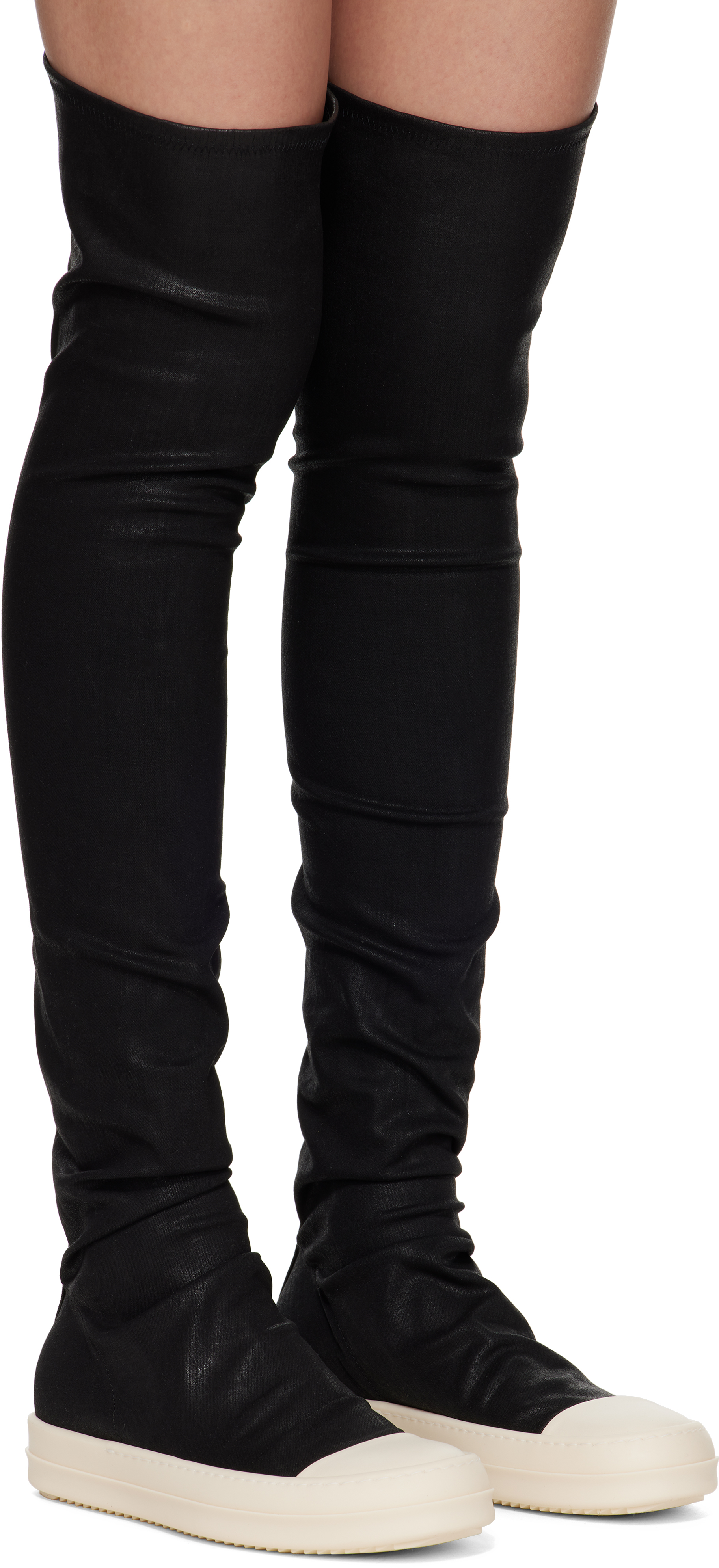 Rick Owens Drkshdw Black Hollywood High-sock Sneaks Tall Boots In Black
