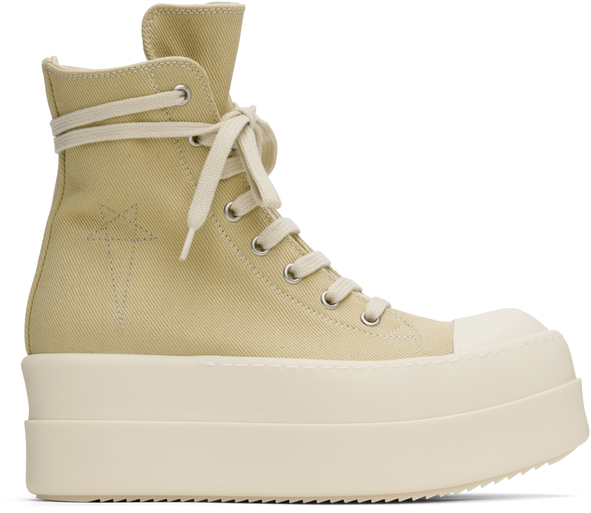 Rick Owens DRKSHDW: Beige Hollywood Double Bumper Sneaks Rick Owens DRKSHDW: Beige Hollywood Double Bumper Sneaks