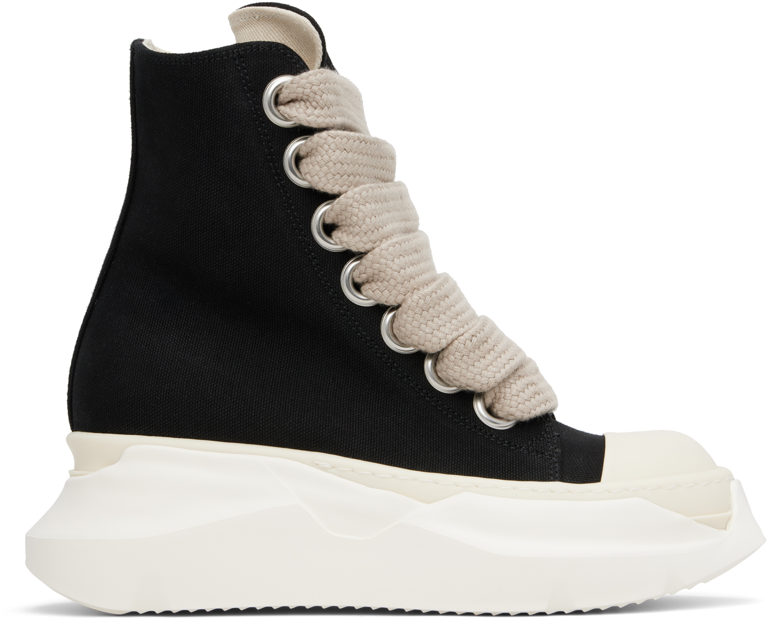 Black Hollywood Jumbo Laces Abstract Sneak Sneakers by Rick
