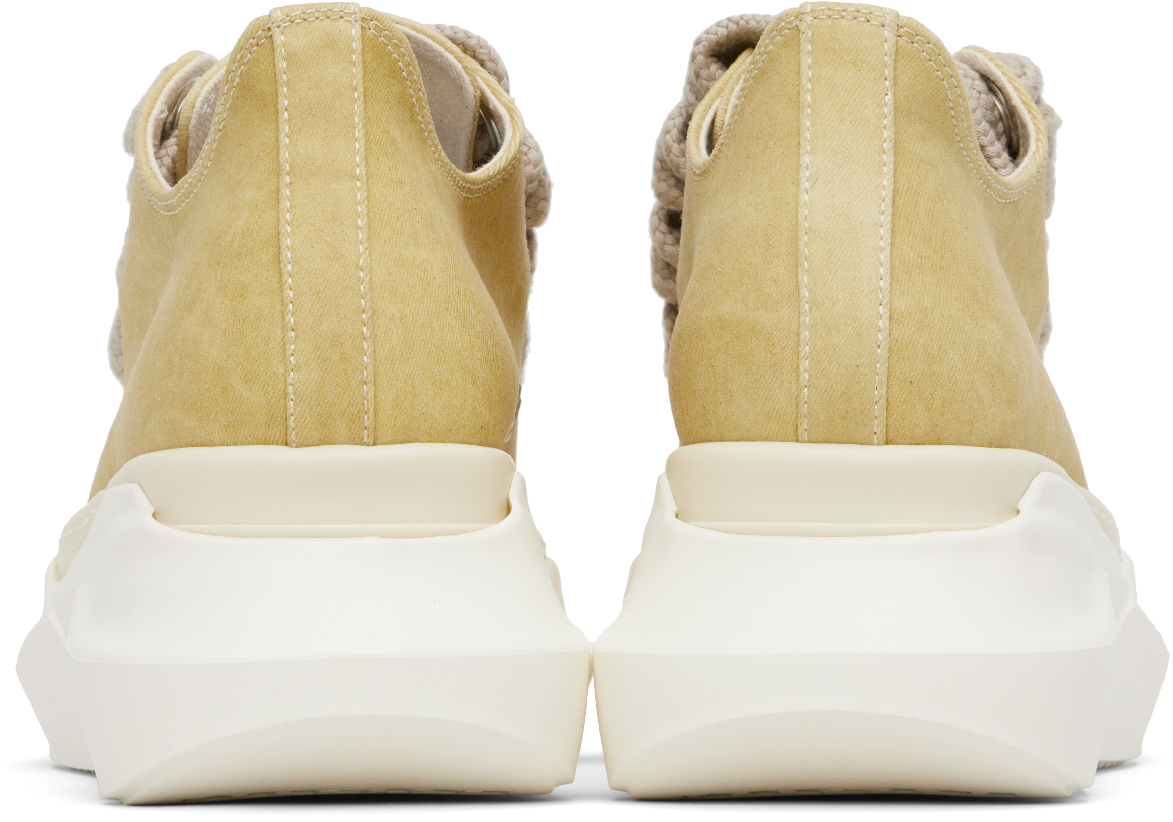 Rick Owens Drkshdw Beige Hollywood Jumbo Laces Abstract Low Sneak Sneakers In Gold