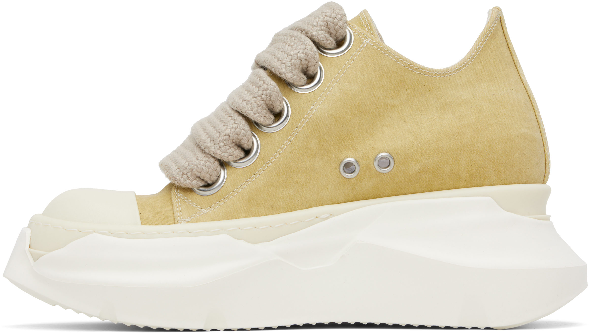Rick Owens Drkshdw Beige Hollywood Jumbo Laces Abstract Low Sneak Sneakers In Gold