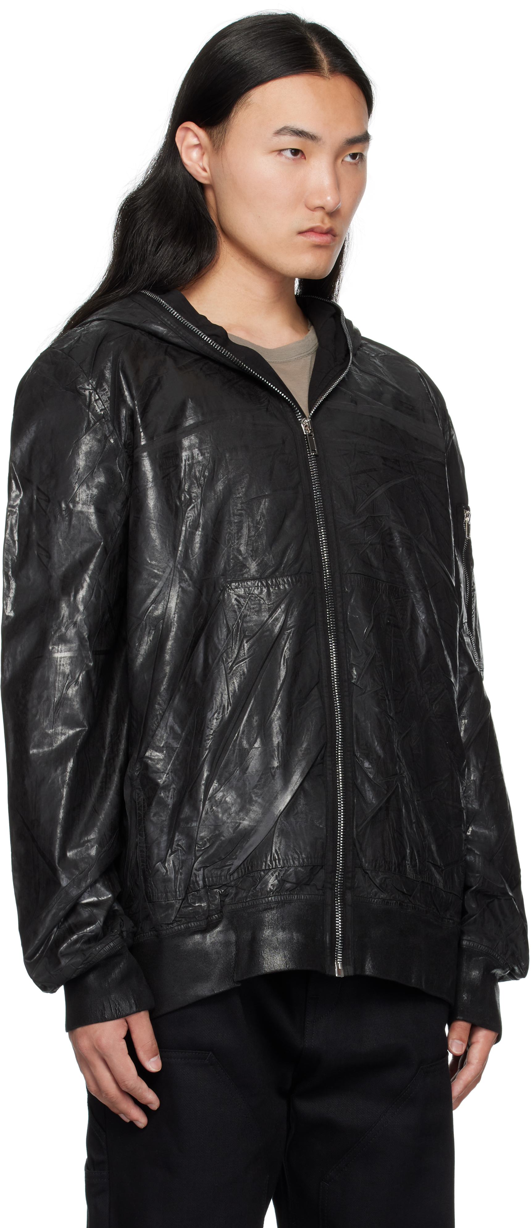 Rick Owens Drkshdw Black Hollywood Flight Bomber Jacket In Black