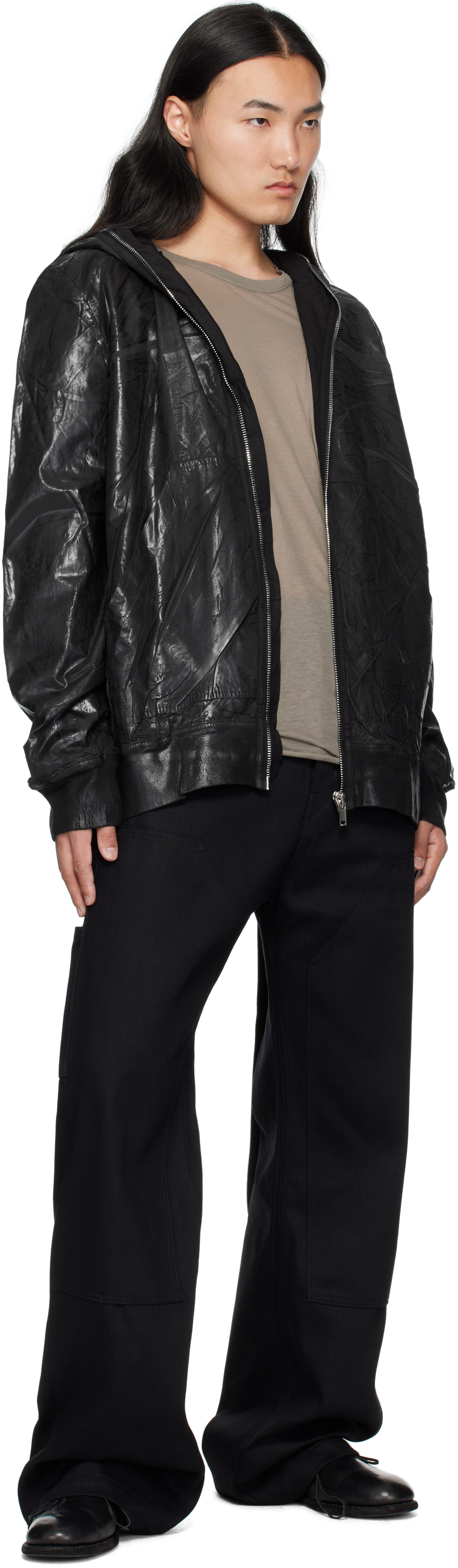 Rick Owens Drkshdw Black Hollywood Flight Bomber Jacket In Black