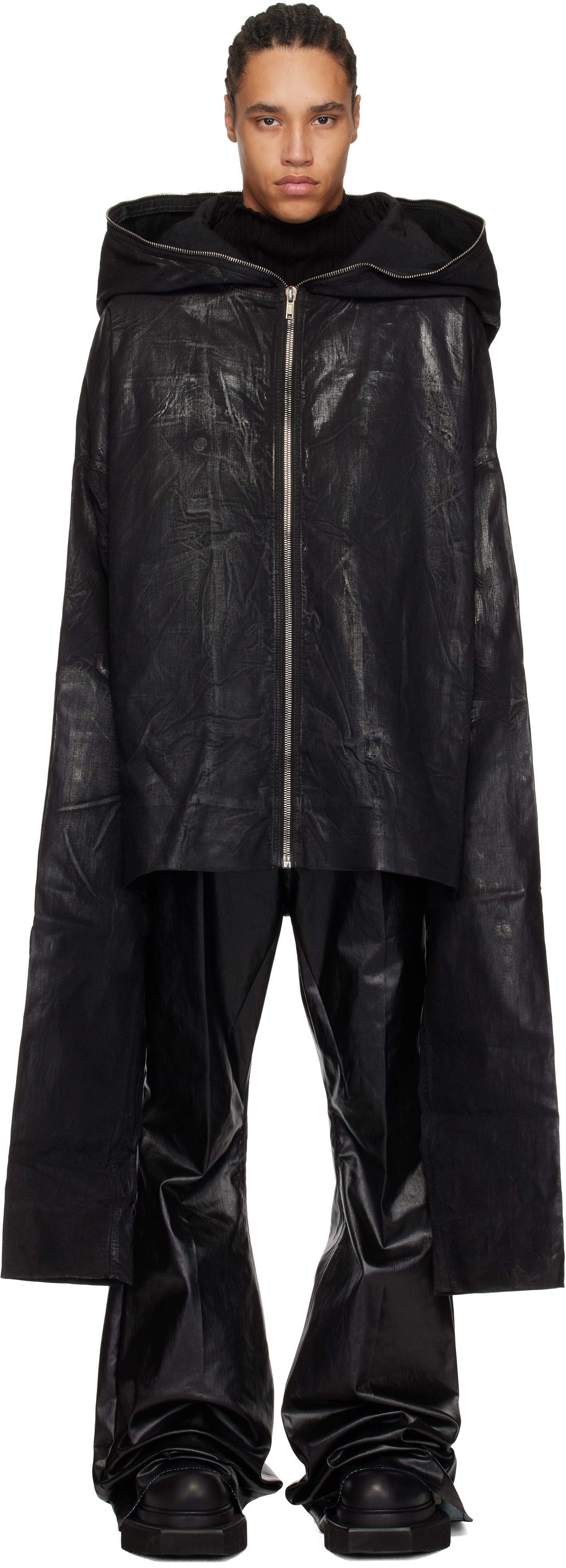 Black Hollywood Gimp Kaftan Denim Jacket