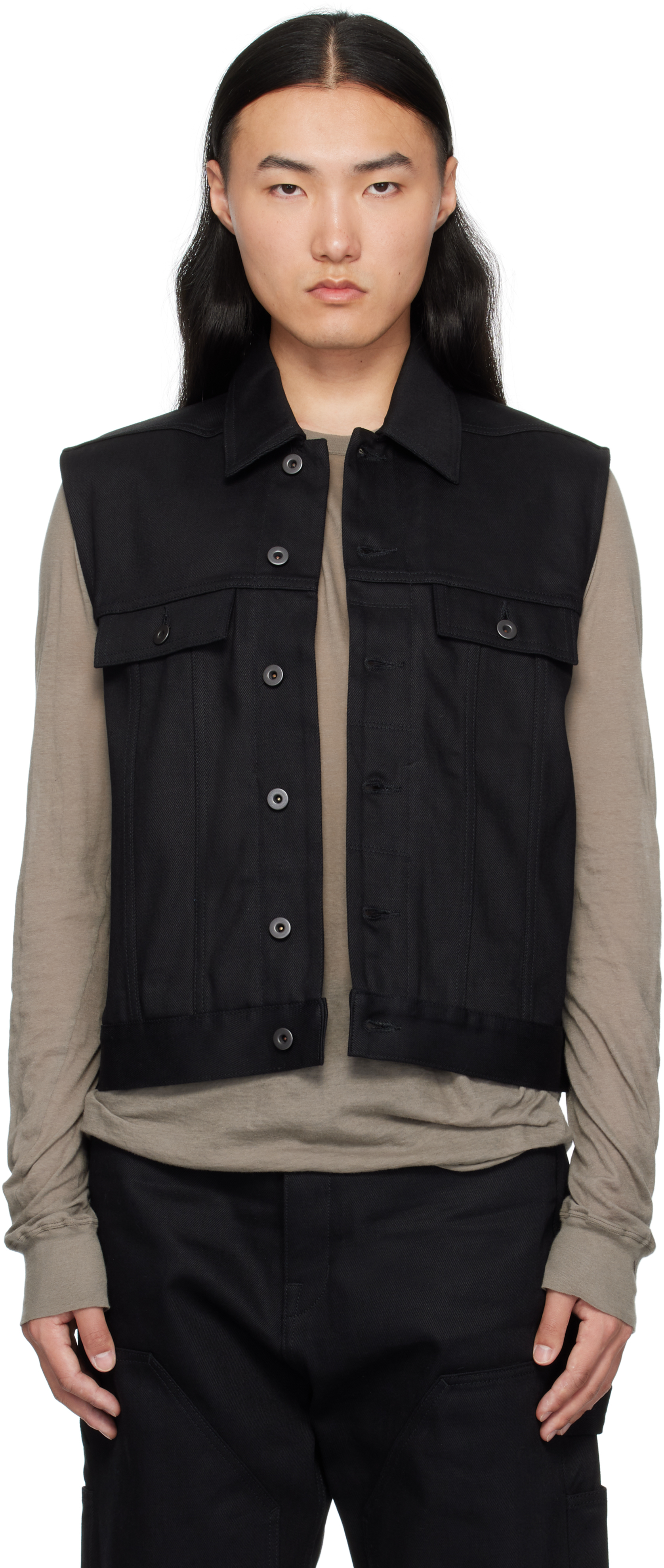 Black Hollywood SL Trucker Denim Vest