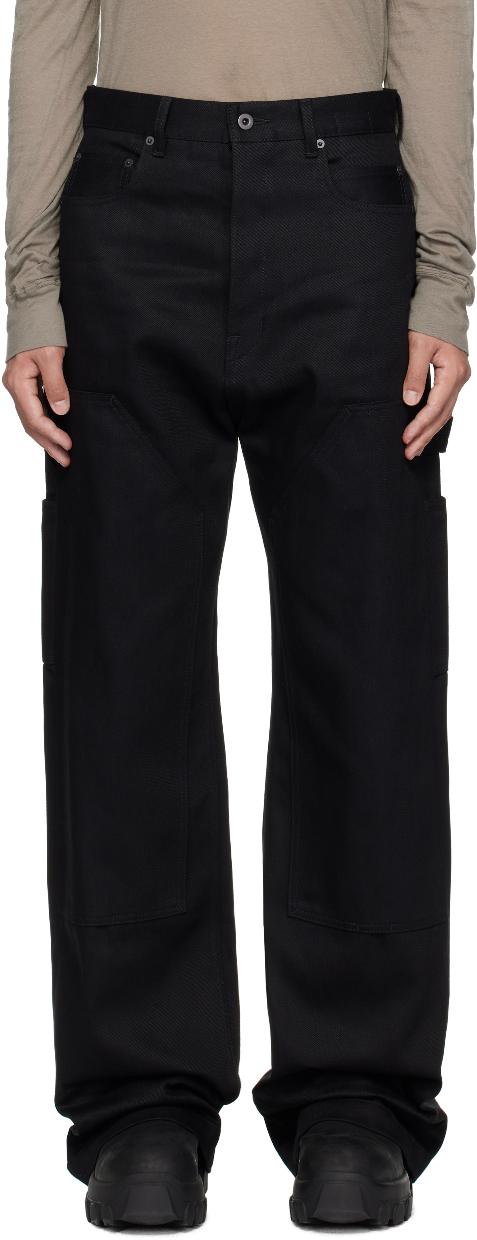 Black Hollywood Double Knee Geth Cut Jeans