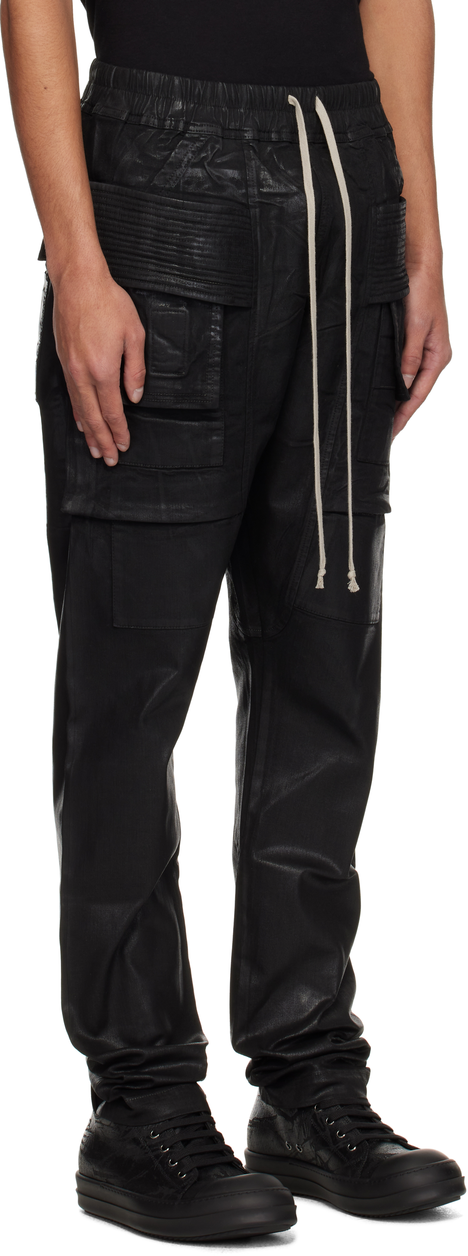 Shop Rick Owens Drkshdw Black Hollywood Creatch Denim Cargo Pants In 09 Black