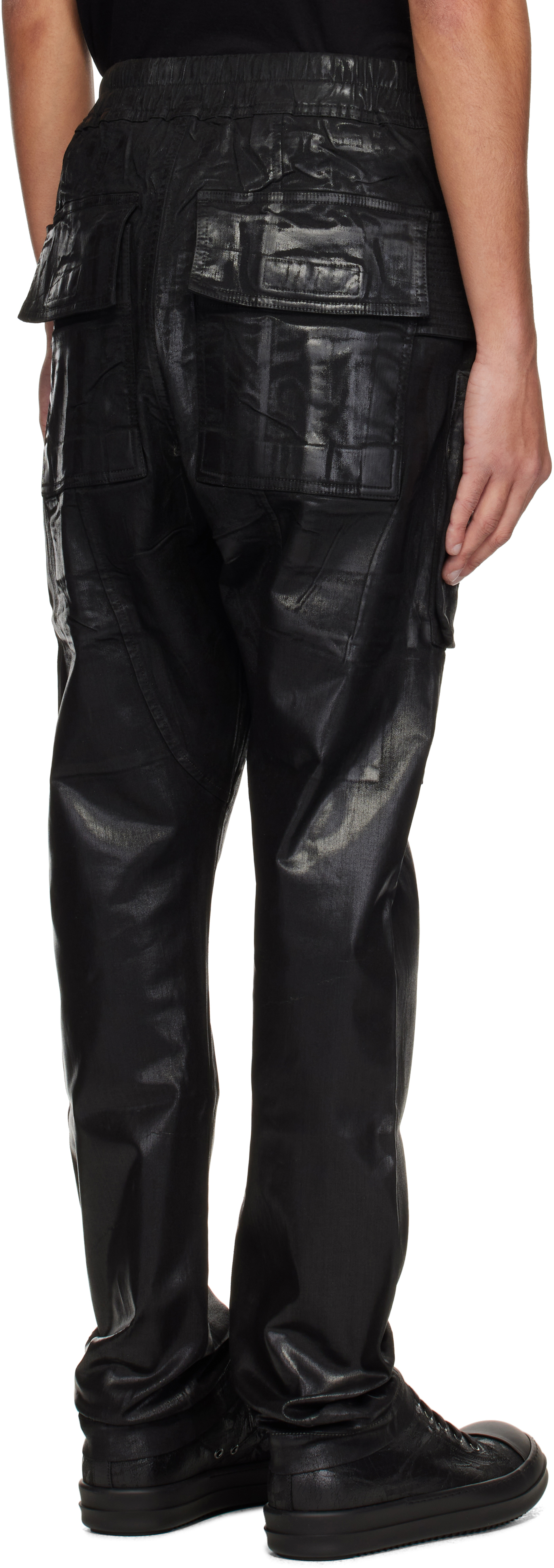 Shop Rick Owens Drkshdw Black Hollywood Creatch Denim Cargo Pants In 09 Black