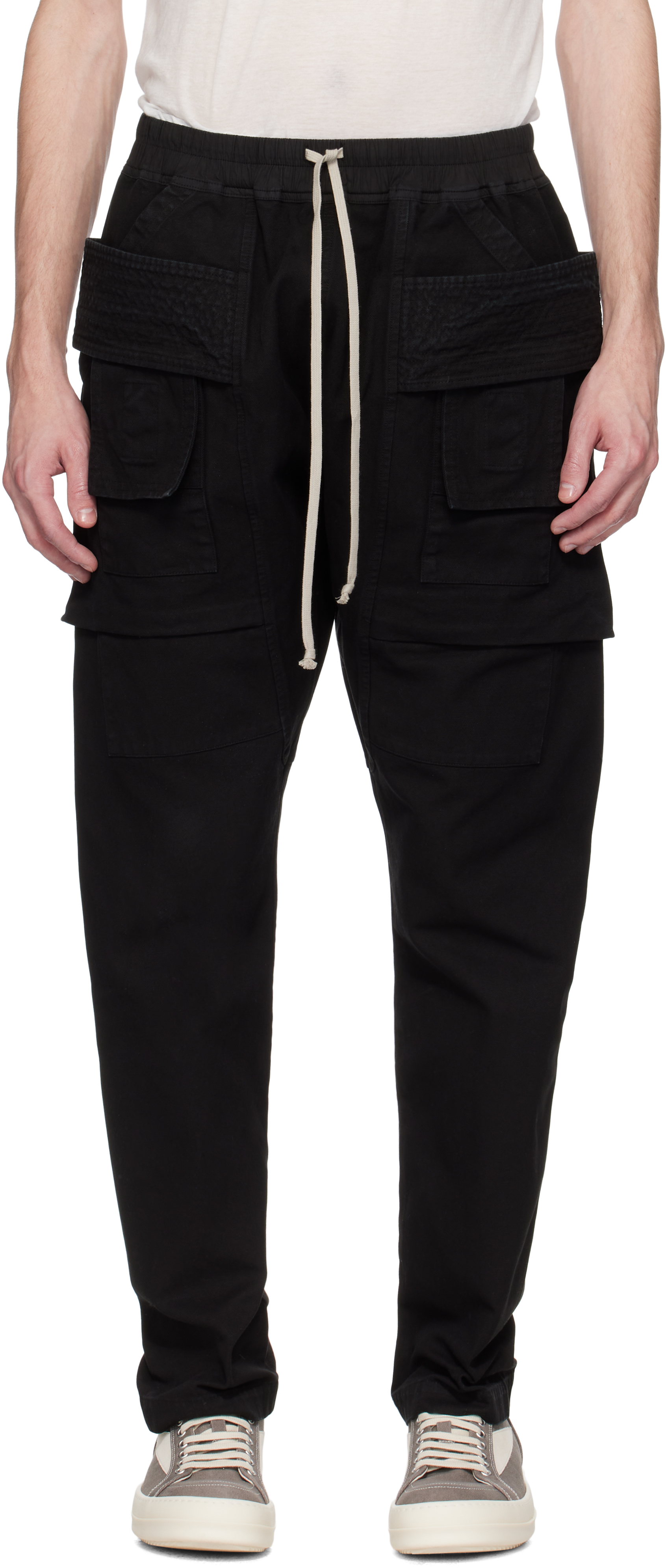 Black Hollywood Creatch Drawstring Cargo Pants