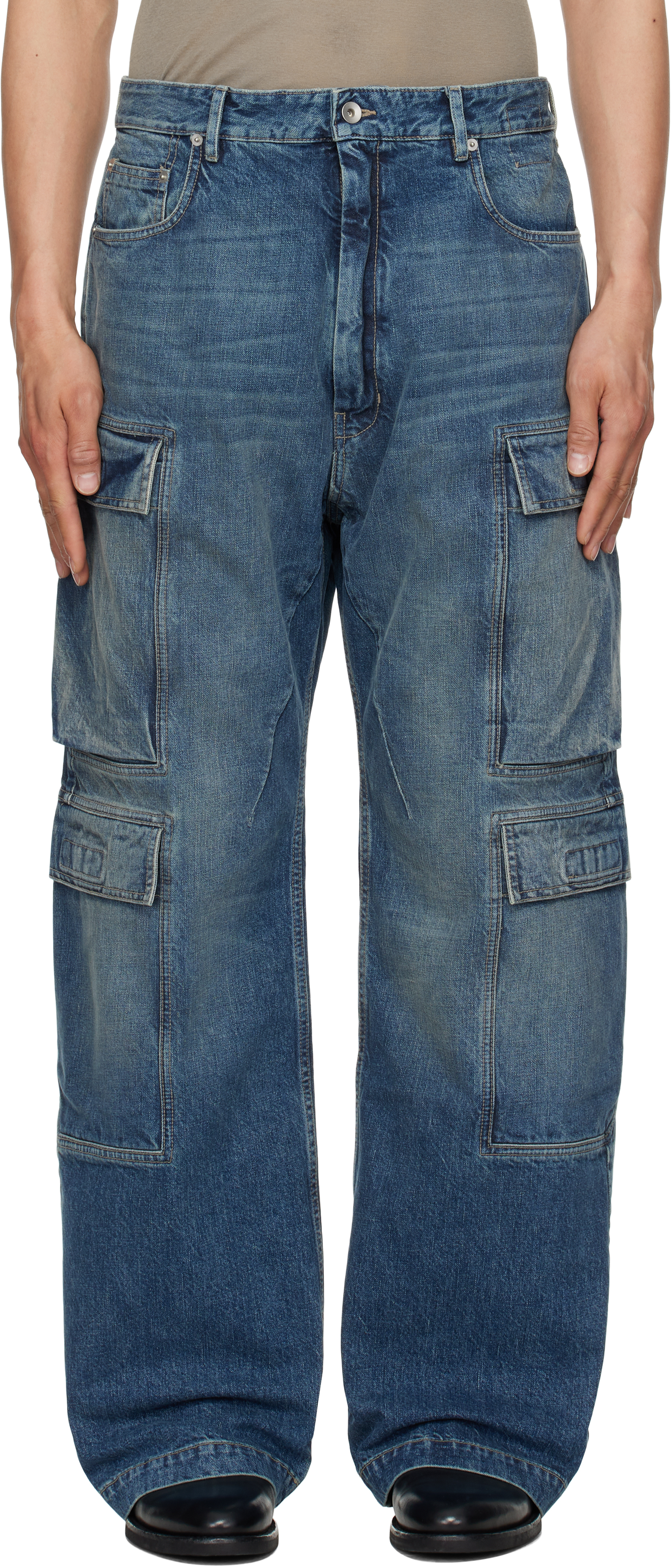 【RICK OWENS】VDD ジーンズ ウォッシュドインディゴデニム Rick Owens DRKSHDW Detroit Jeans - Made In Japan Indigo LIDO