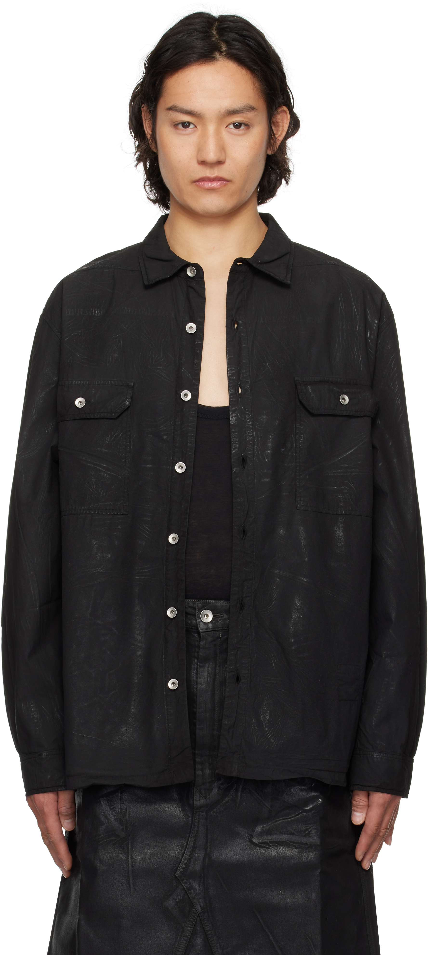 Rick Owens DRKSHDW: ブラック Hollywood Jumbo オーバーシャツ