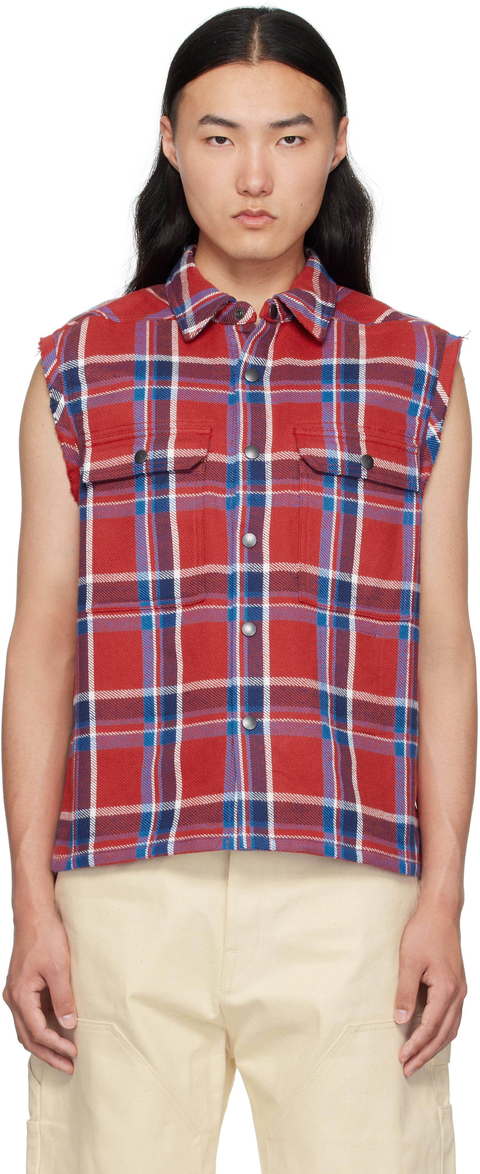Red & Navy Hollywood SL Cropped Outershirt Vest