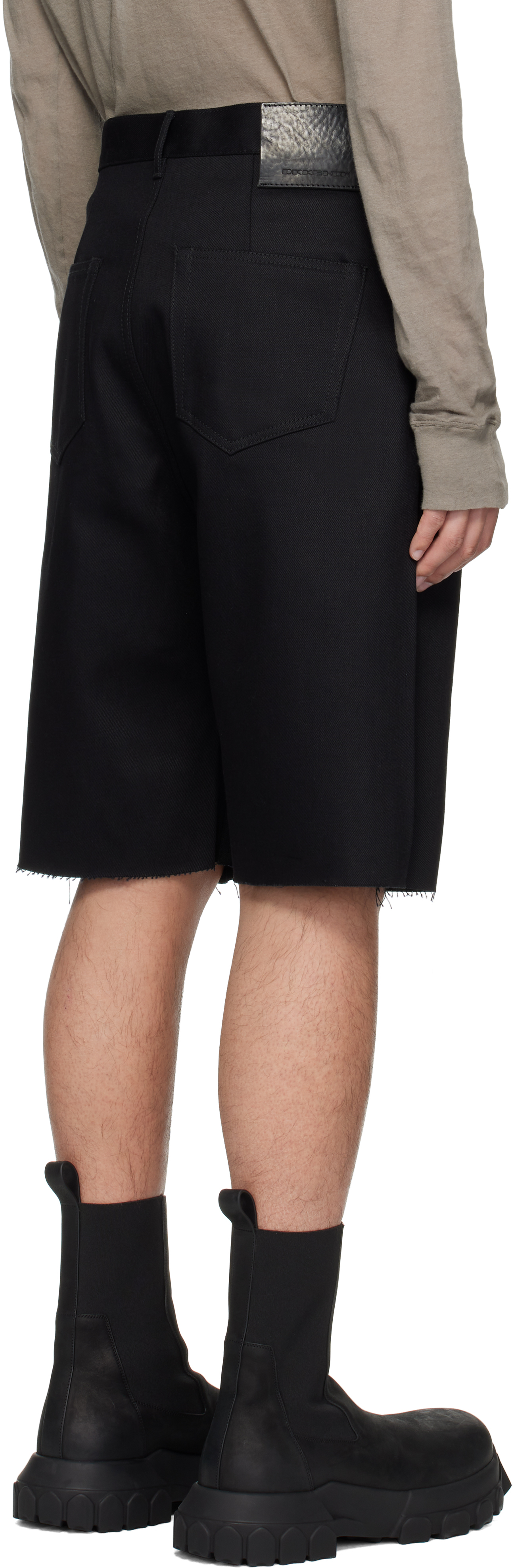 Rick Owens Drkshdw Black Hollywood Geth Cutoffs Denim Shorts In Black