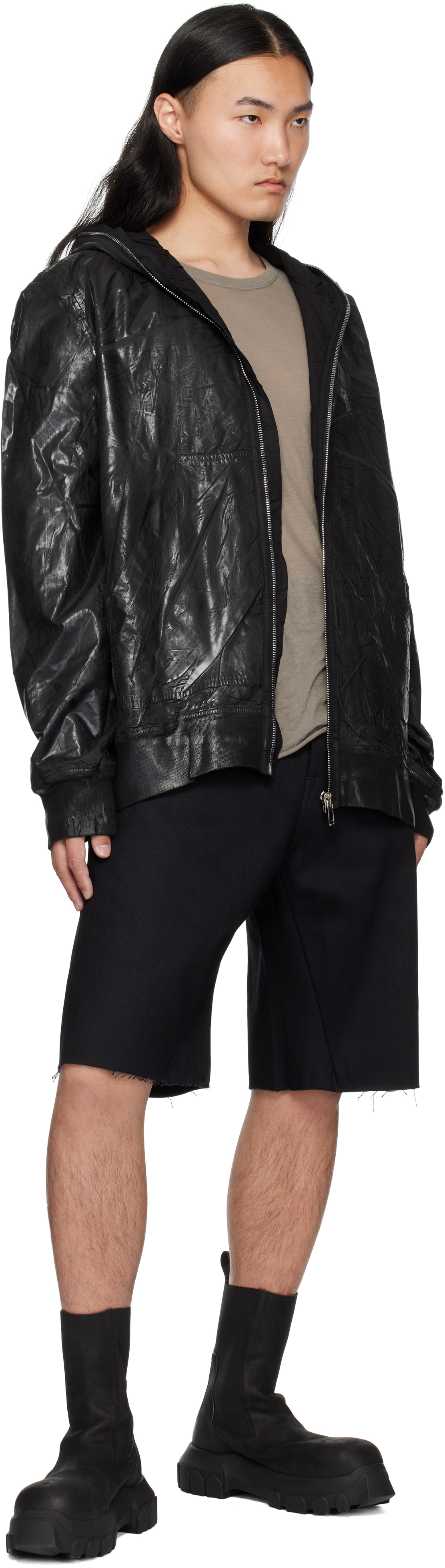 Rick Owens Drkshdw Black Hollywood Geth Cutoffs Denim Shorts In Black