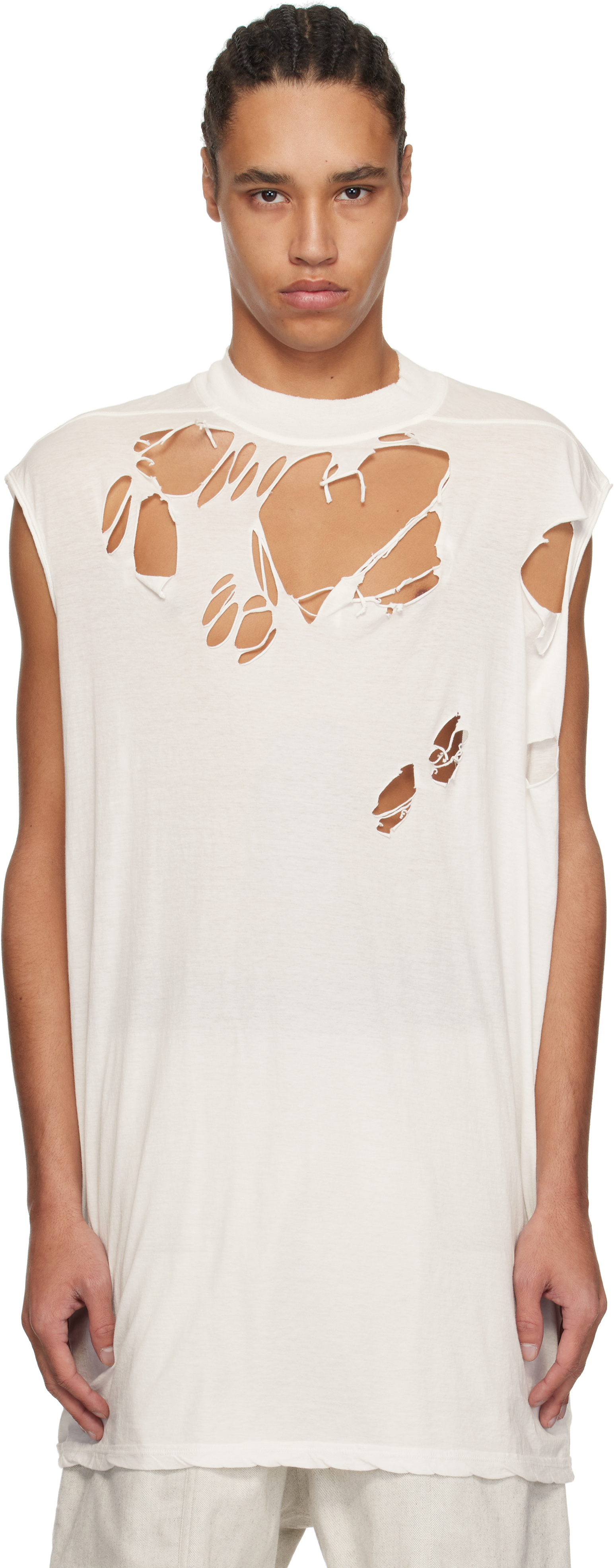 Rick Owens DRKSHDWのオフホワイト Hollywood Tarp Tシャツが
