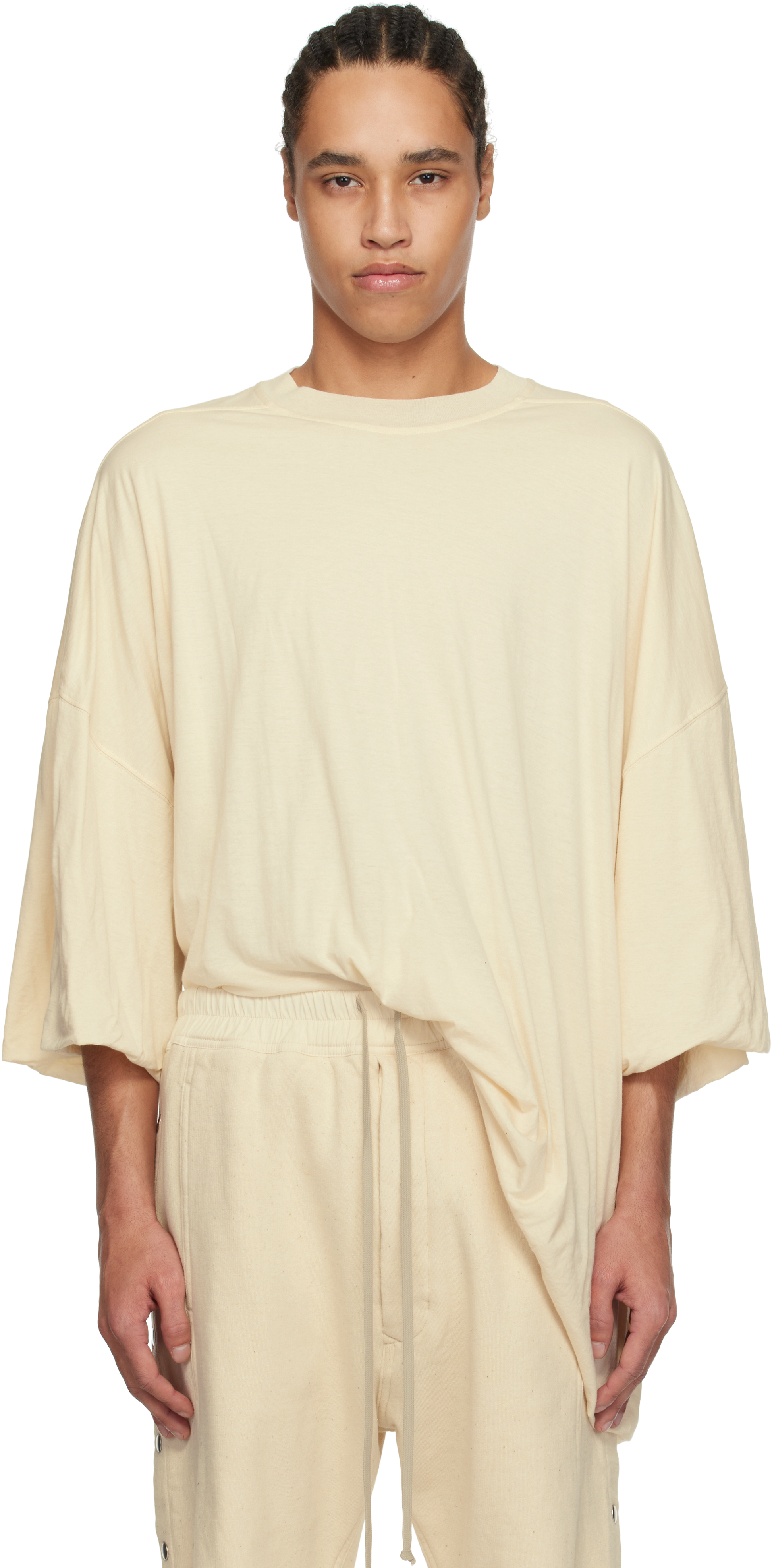 【関税込み】Rick Owens オフホワイト Hollywood  Tシャツ Rick Owens DRKSHDWのオフホワイト Hollywood Tommy Tシャツが