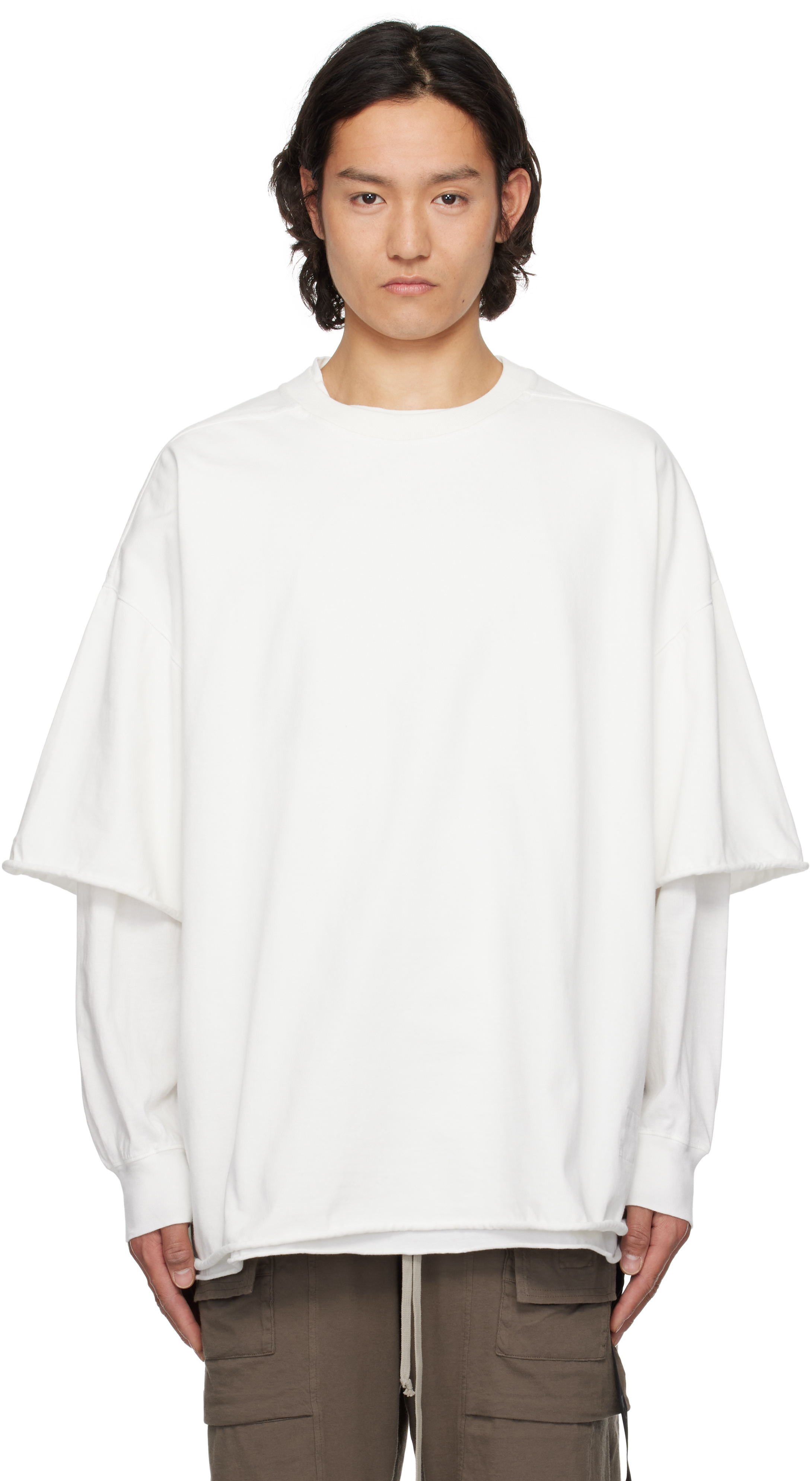 【Rick Owens】Hollywood  Hustler Sweat Tシャツ Off-White Hollywood Tommy Hustler Sweat T-shirt by Rick