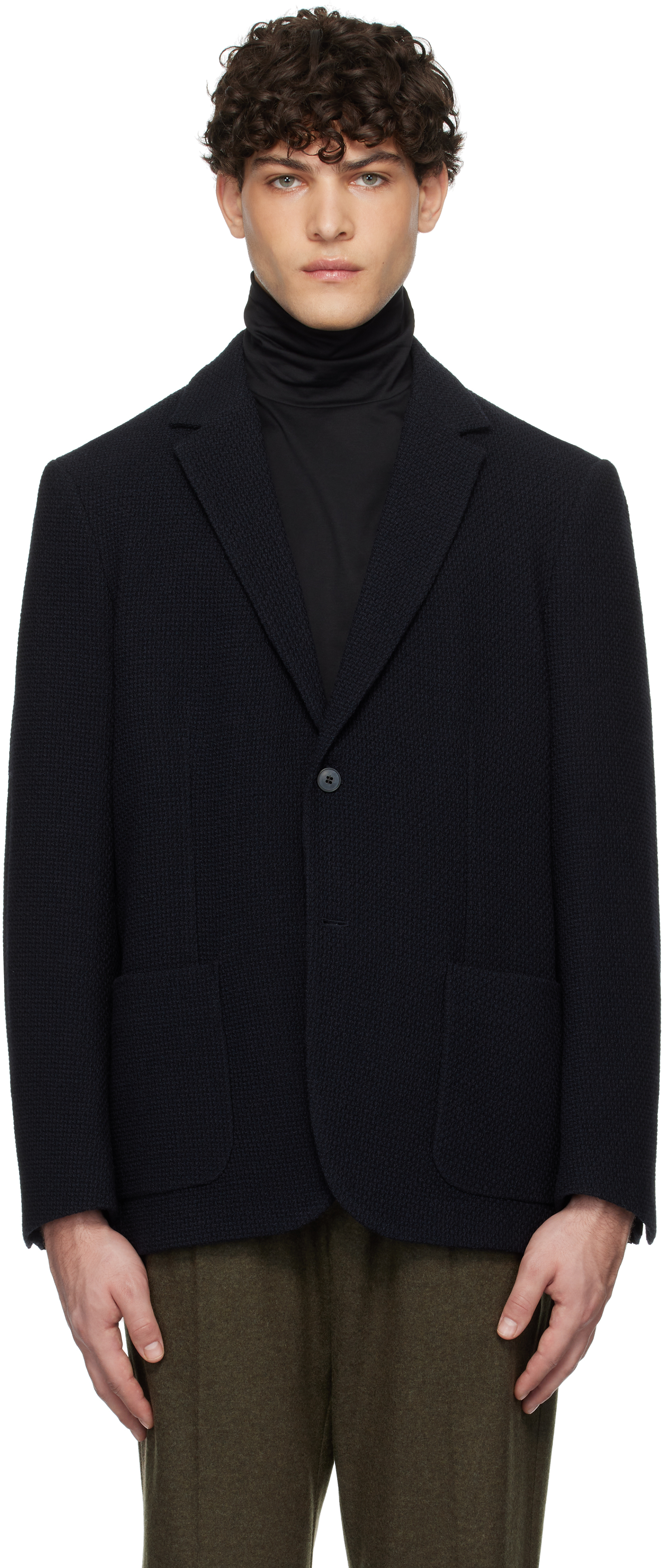 Navy Heavy Wool Blazer