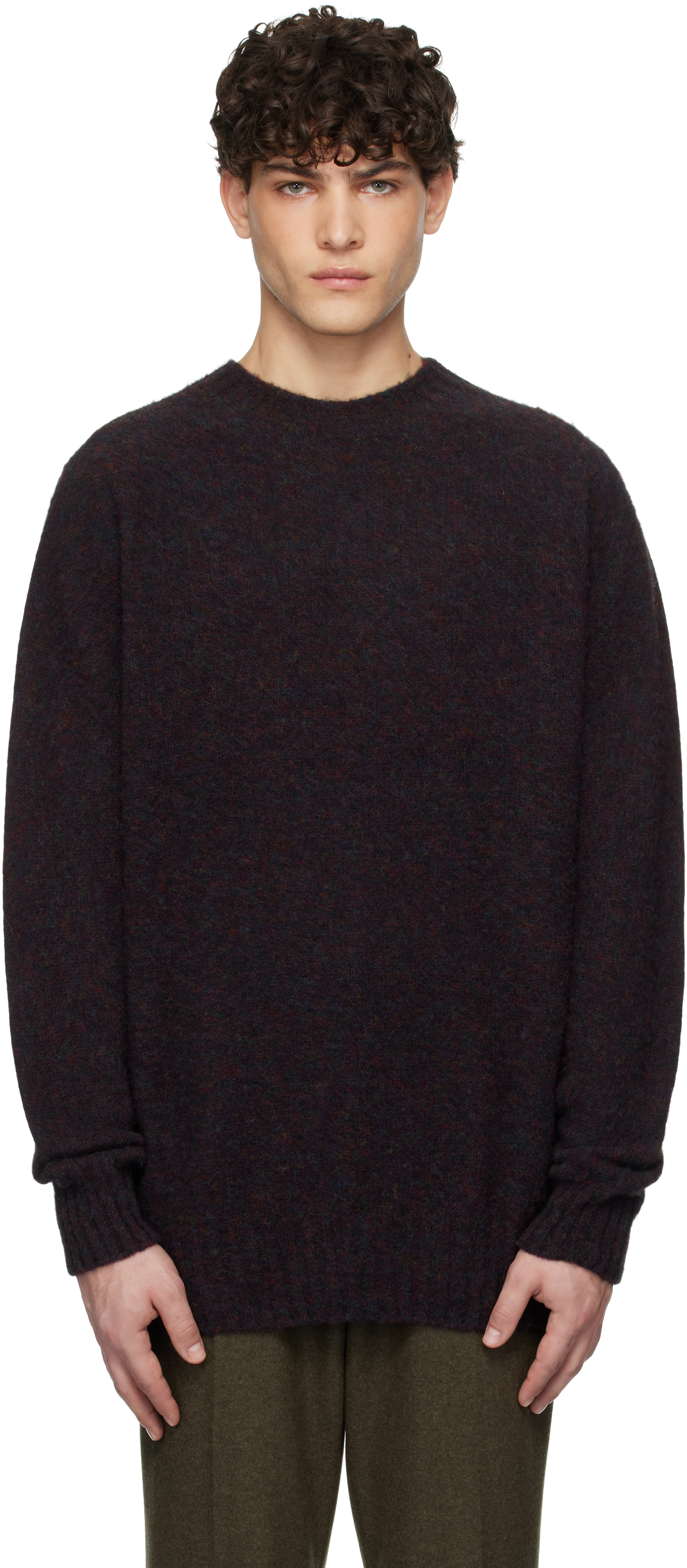 Brown Shetland Crew Neck Sweater